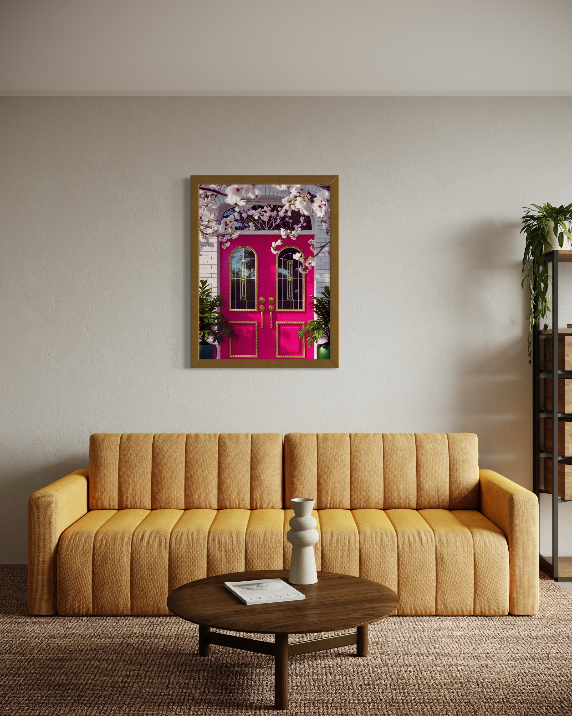 Hot Pink doors and Cherry Blossom Trees Museum Print
