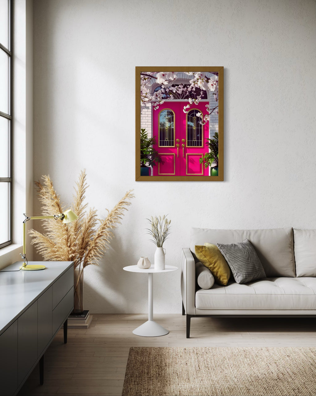 Hot Pink doors and Cherry Blossom Trees Museum Print