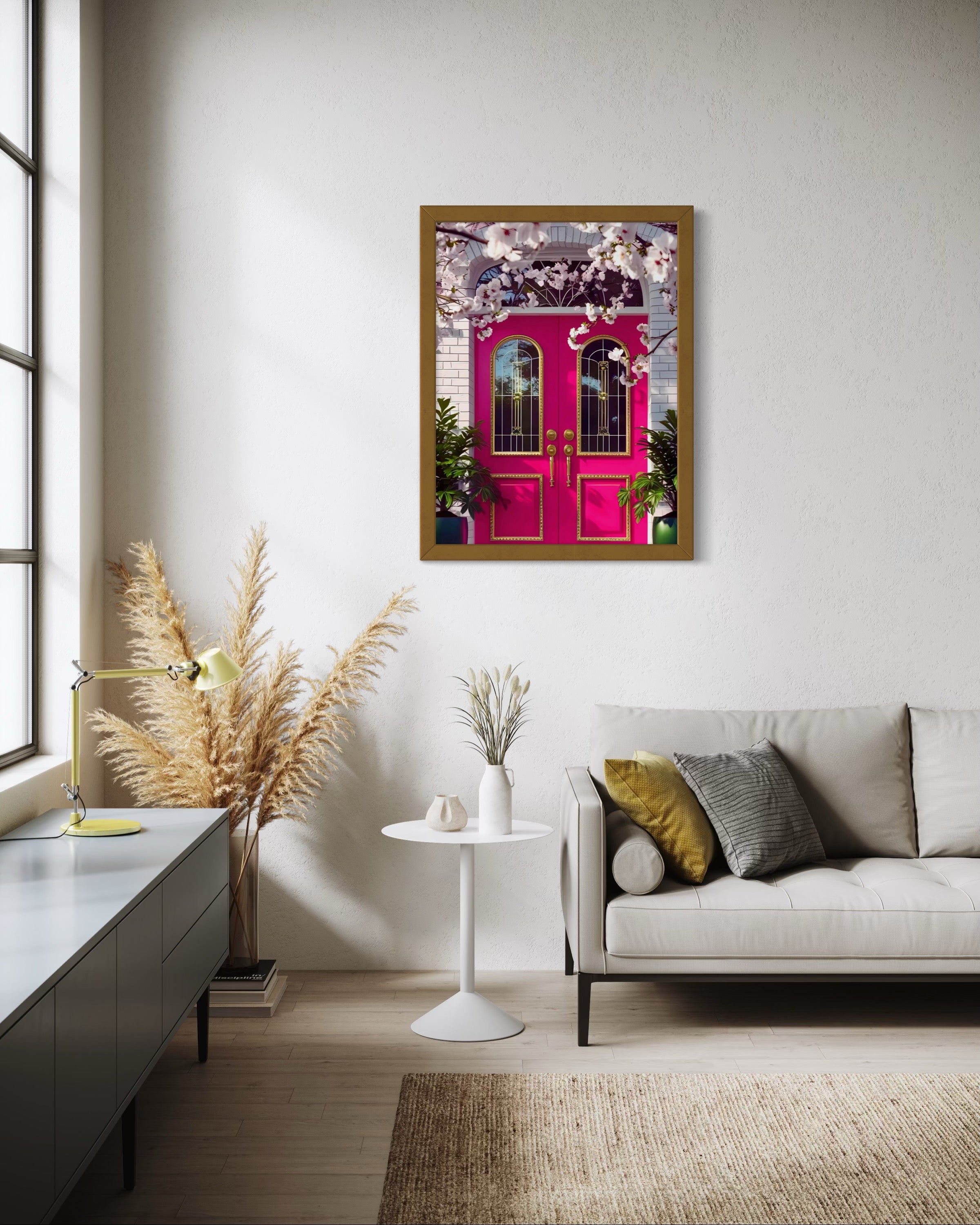 Hot Pink doors and Cherry Blossom Trees Museum Print