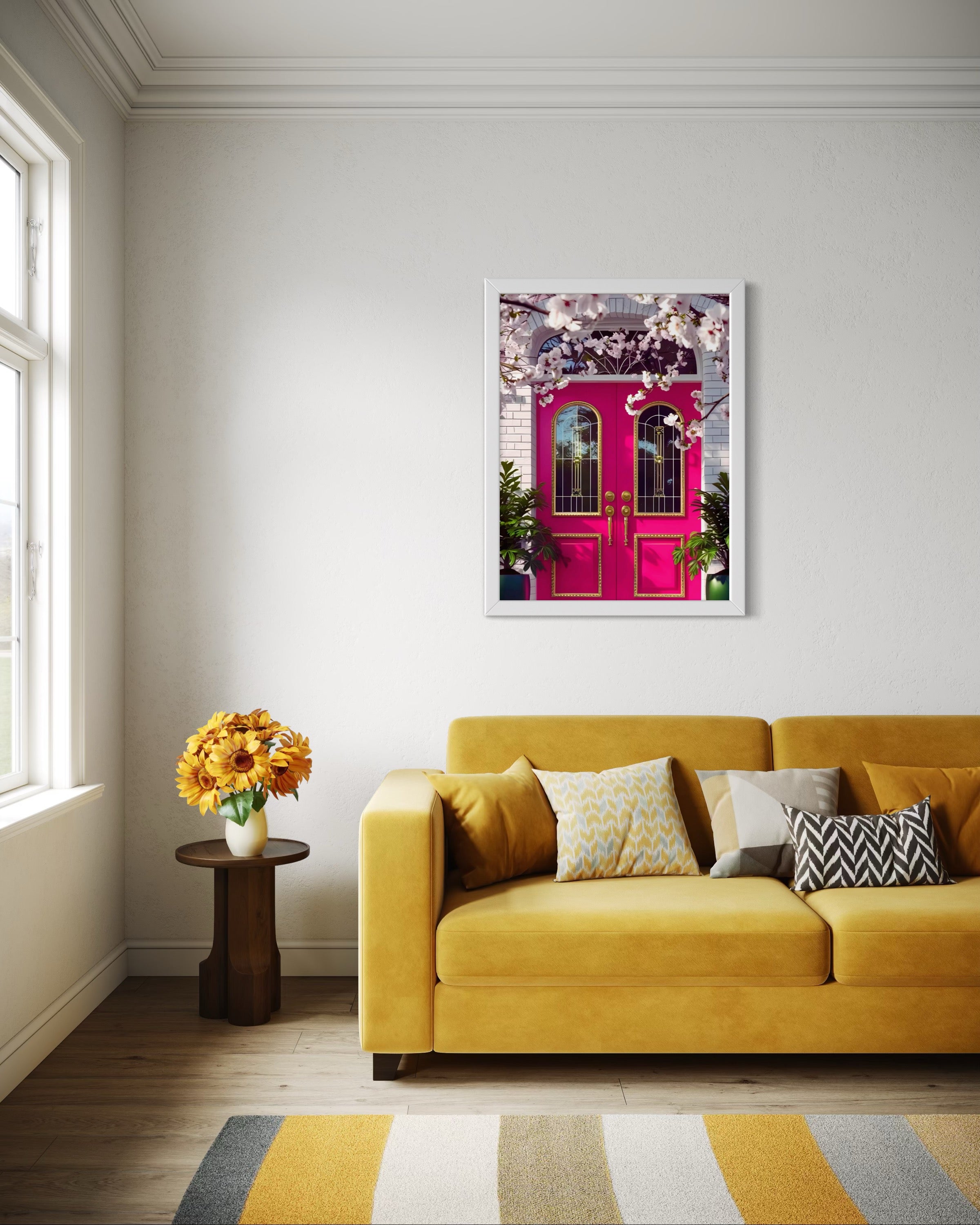 Hot Pink doors and Cherry Blossom Trees Museum Print