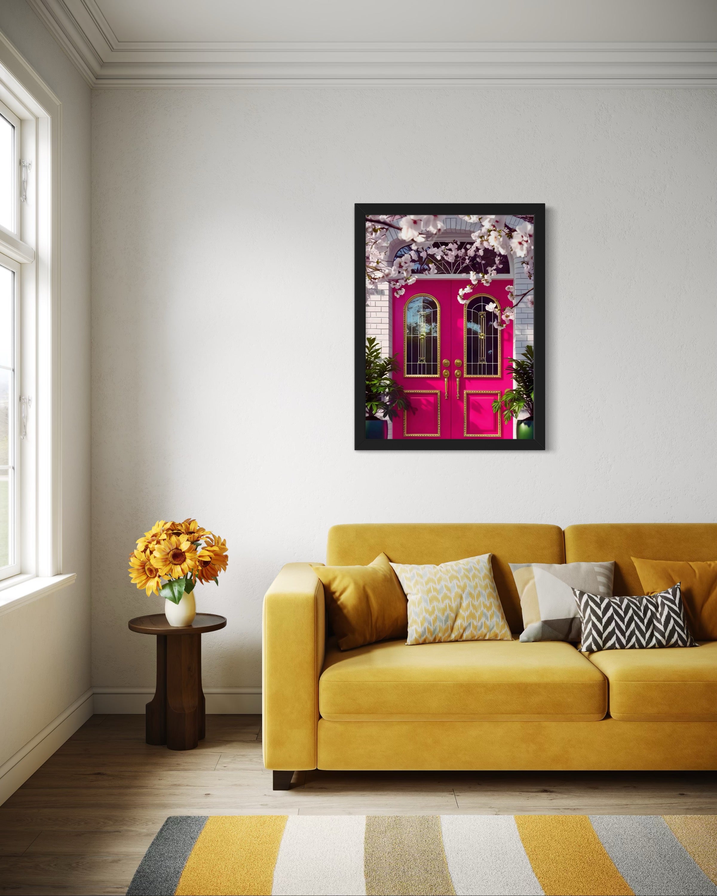 Hot Pink doors and Cherry Blossom Trees Museum Print