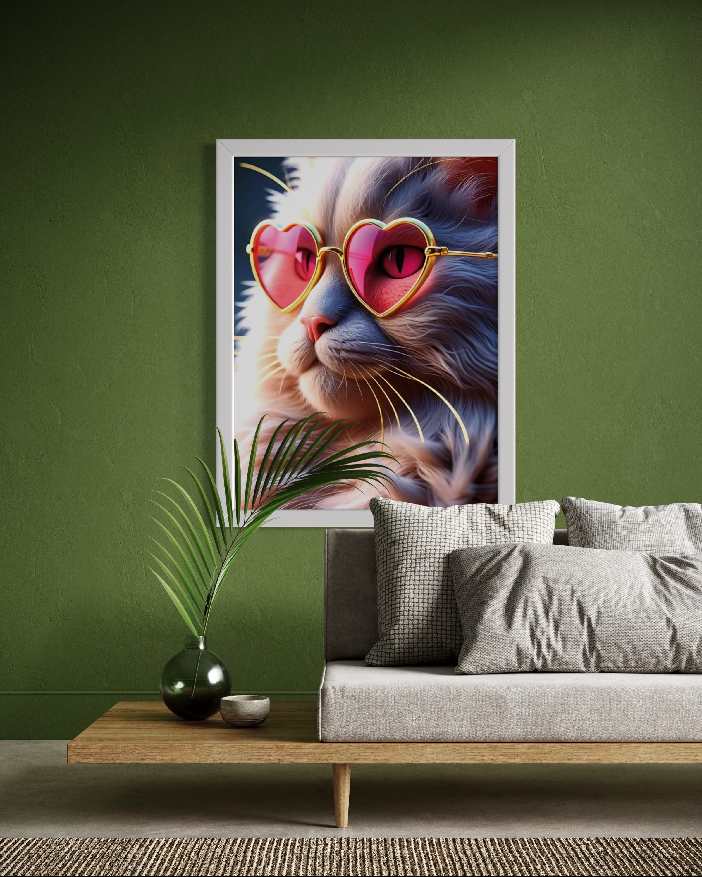 Kitty with Heart Glasses Museum Print