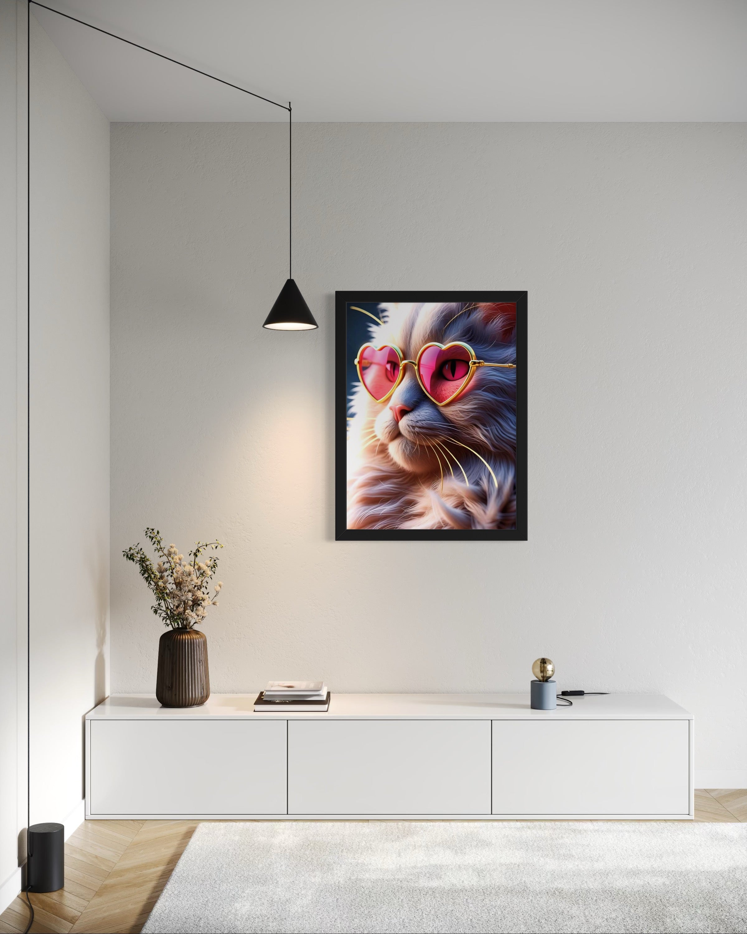 Kitty with Heart Glasses Museum Print