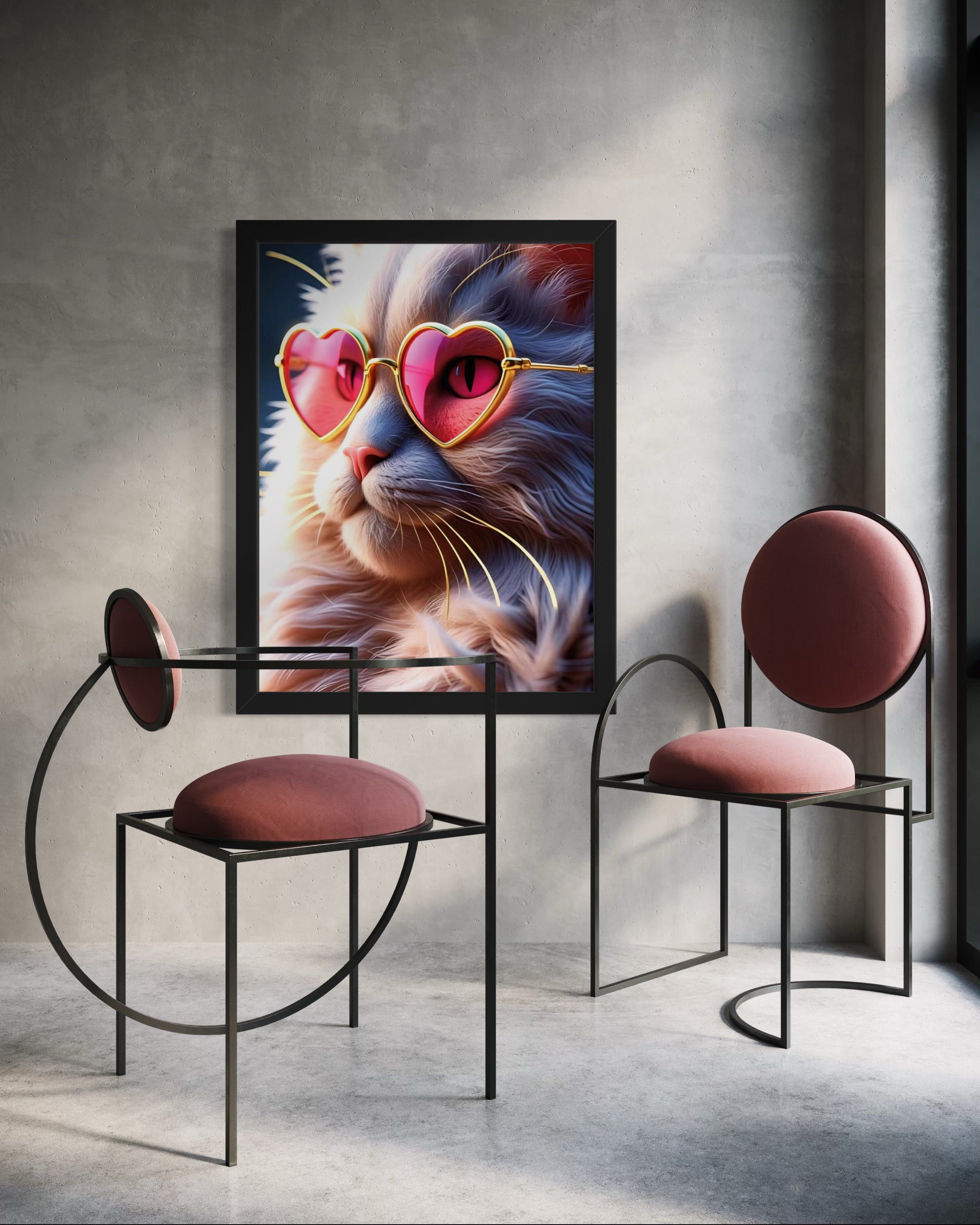 Kitty with Heart Glasses Museum Print