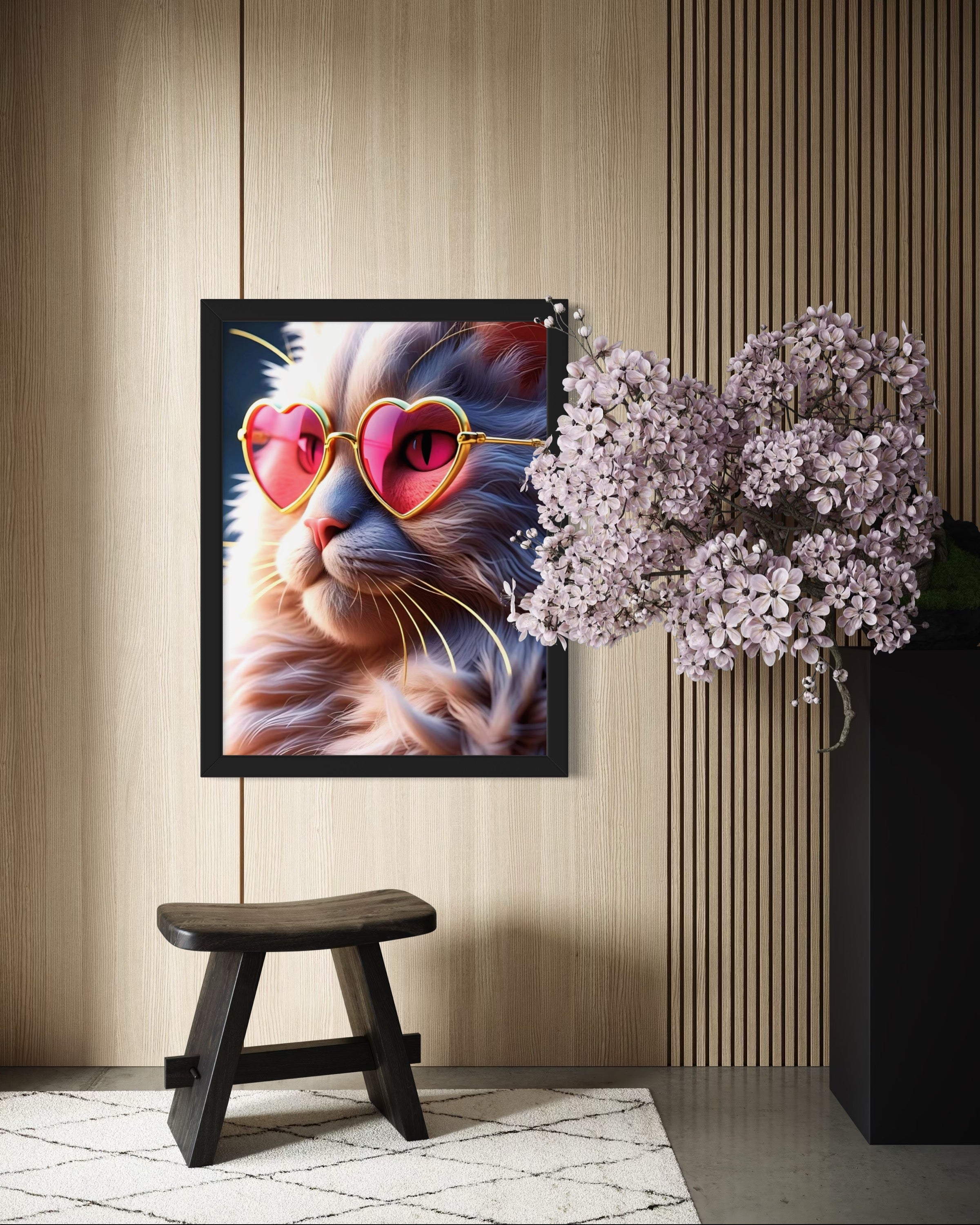 Kitty with Heart Glasses Museum Print