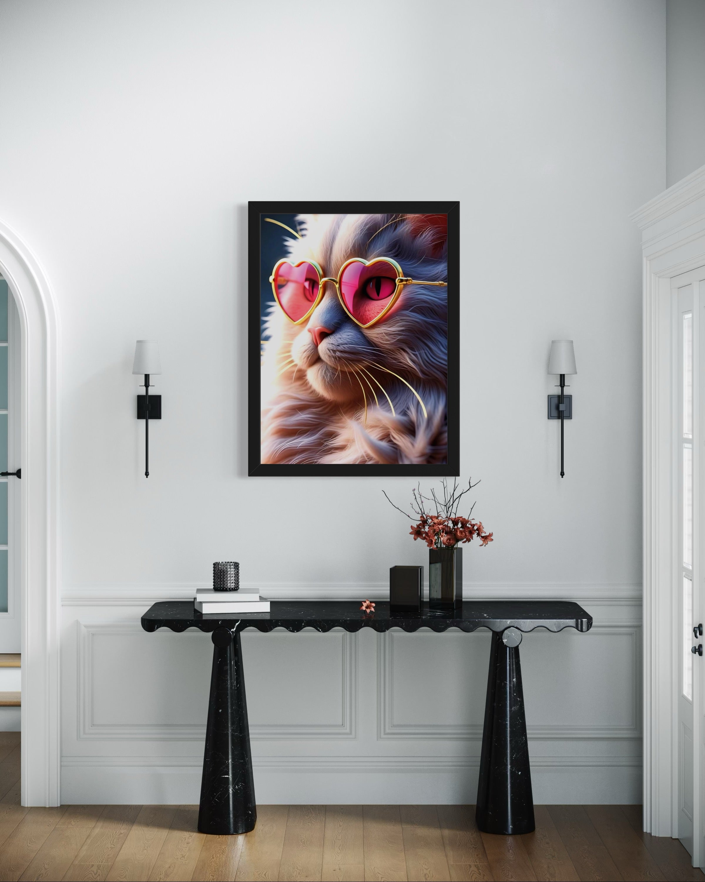 Kitty with Heart Glasses Museum Print