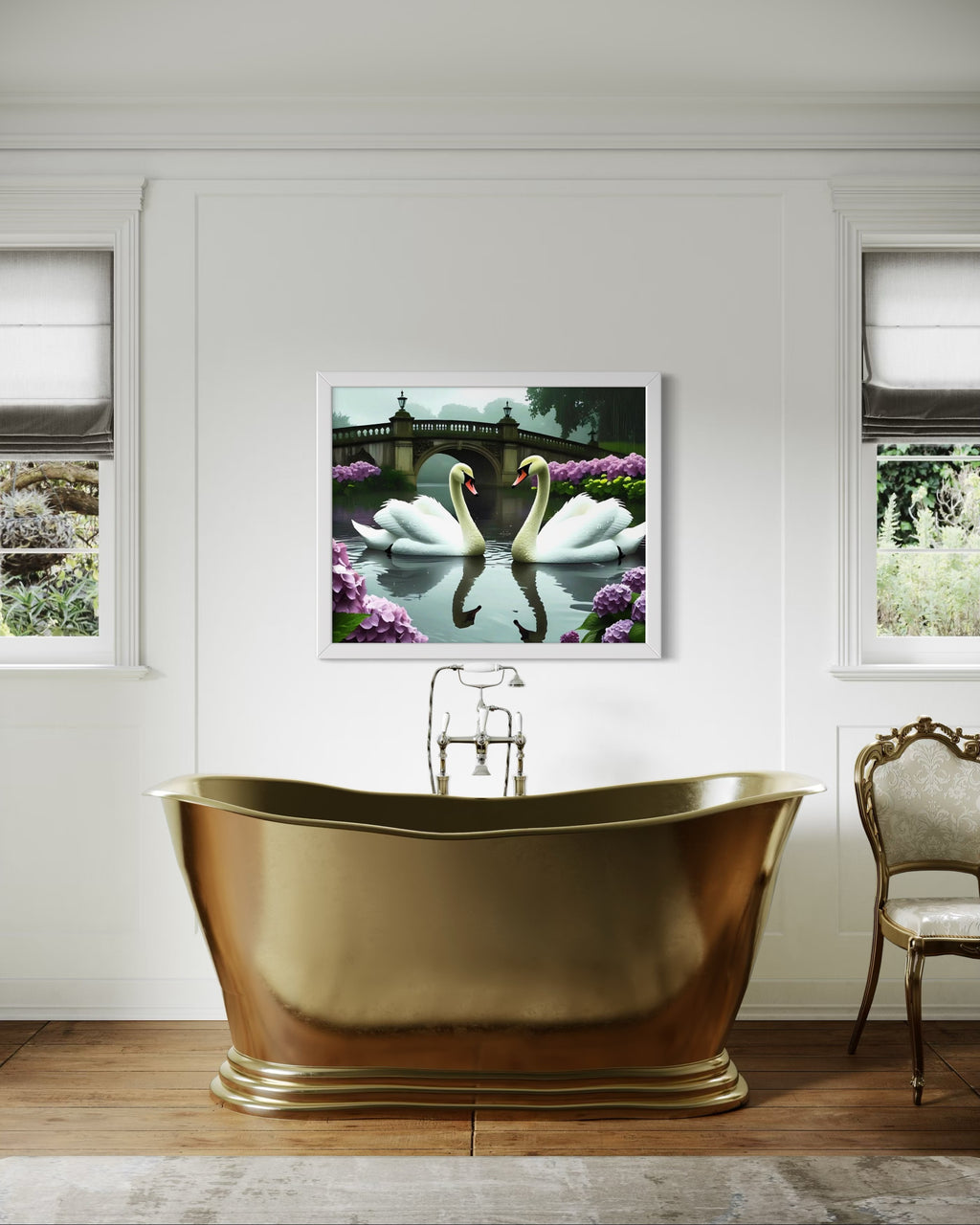 Swans in the Rain Museum Print