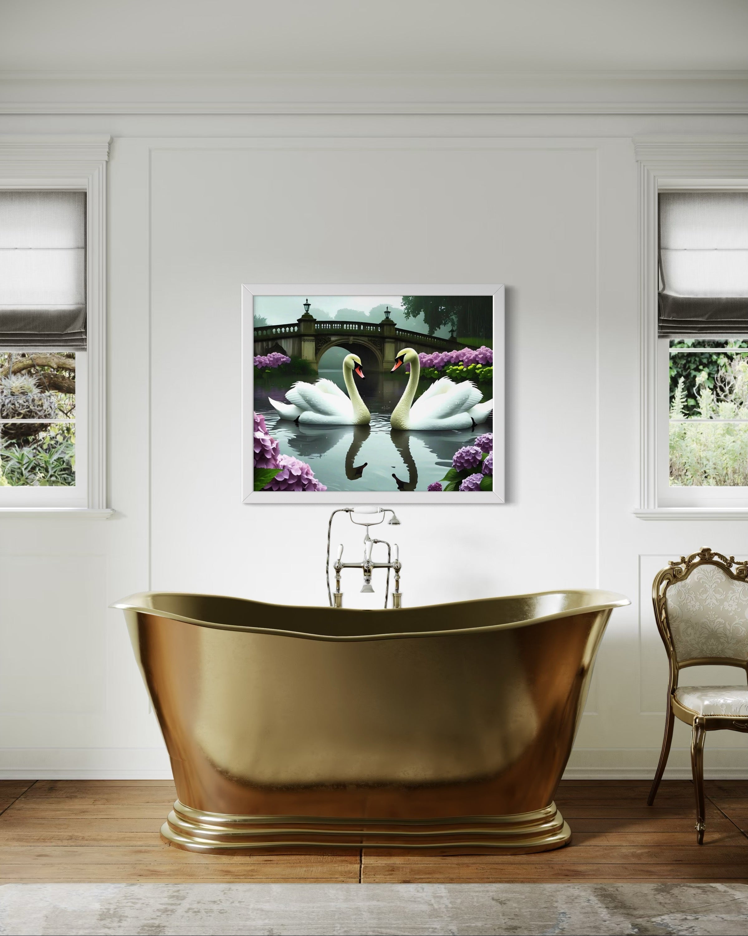 Swans in the Rain Museum Print
