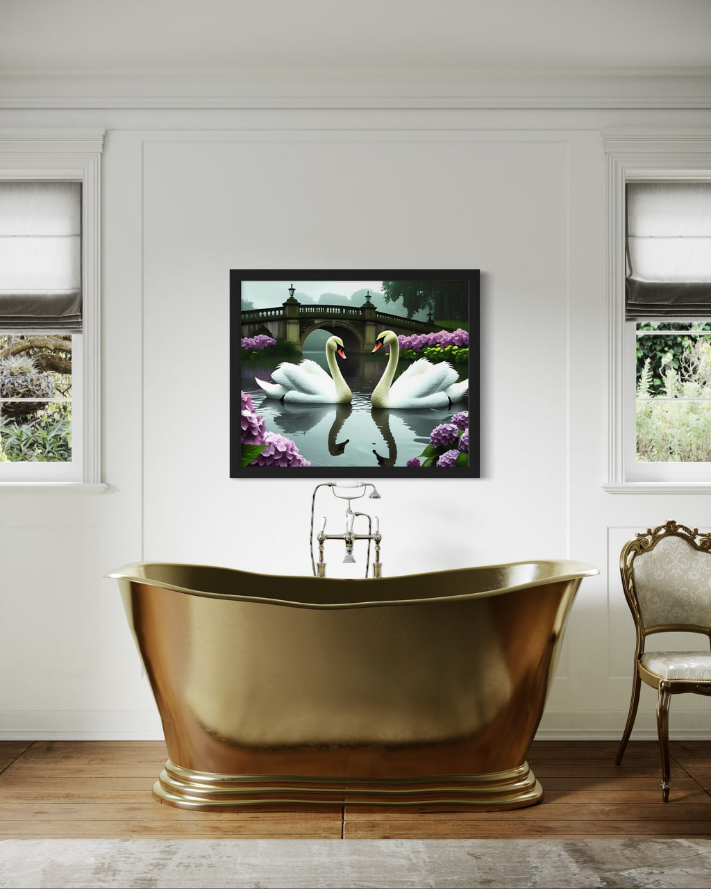 Swans in the Rain Museum Print