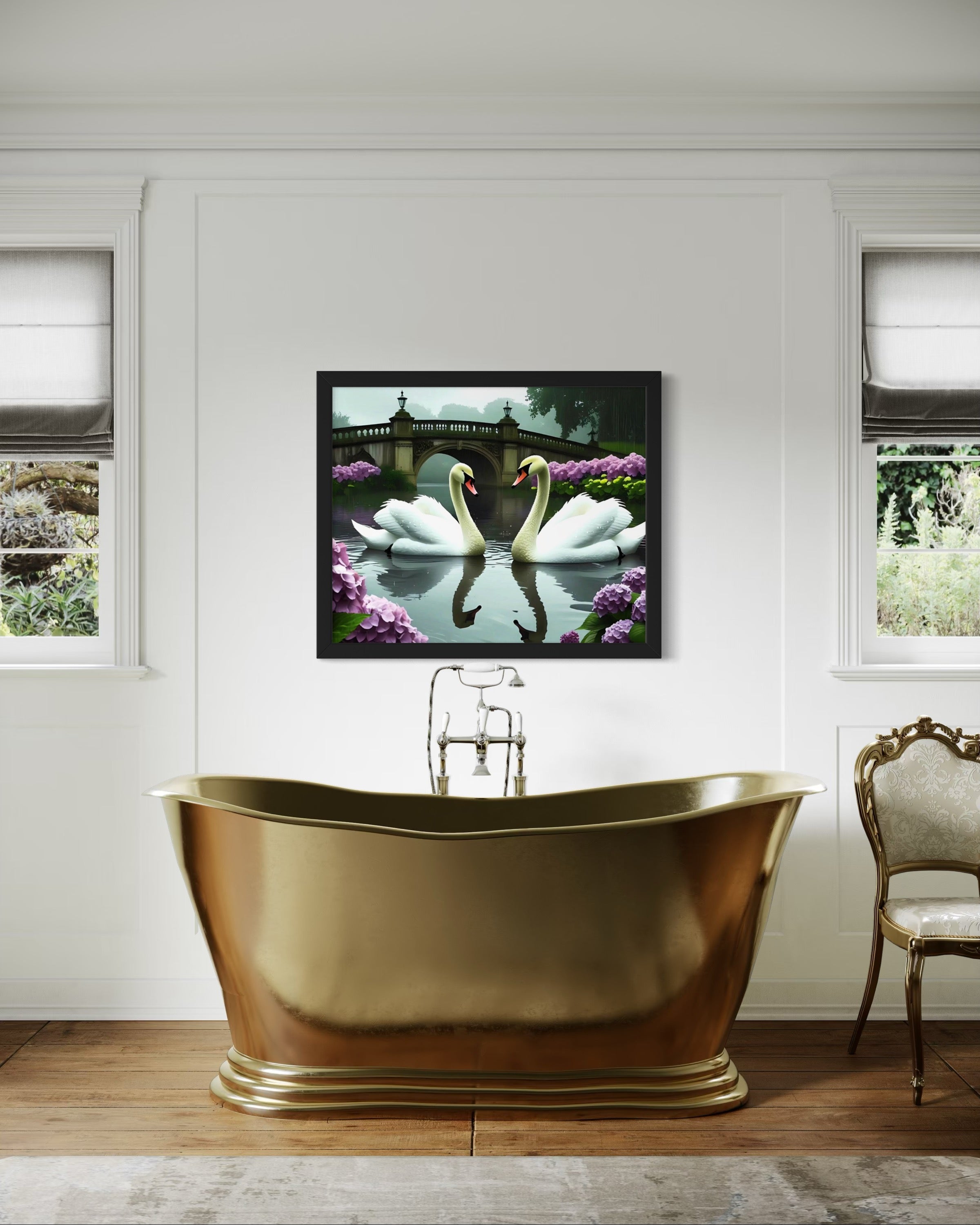 Swans in the Rain Museum Print