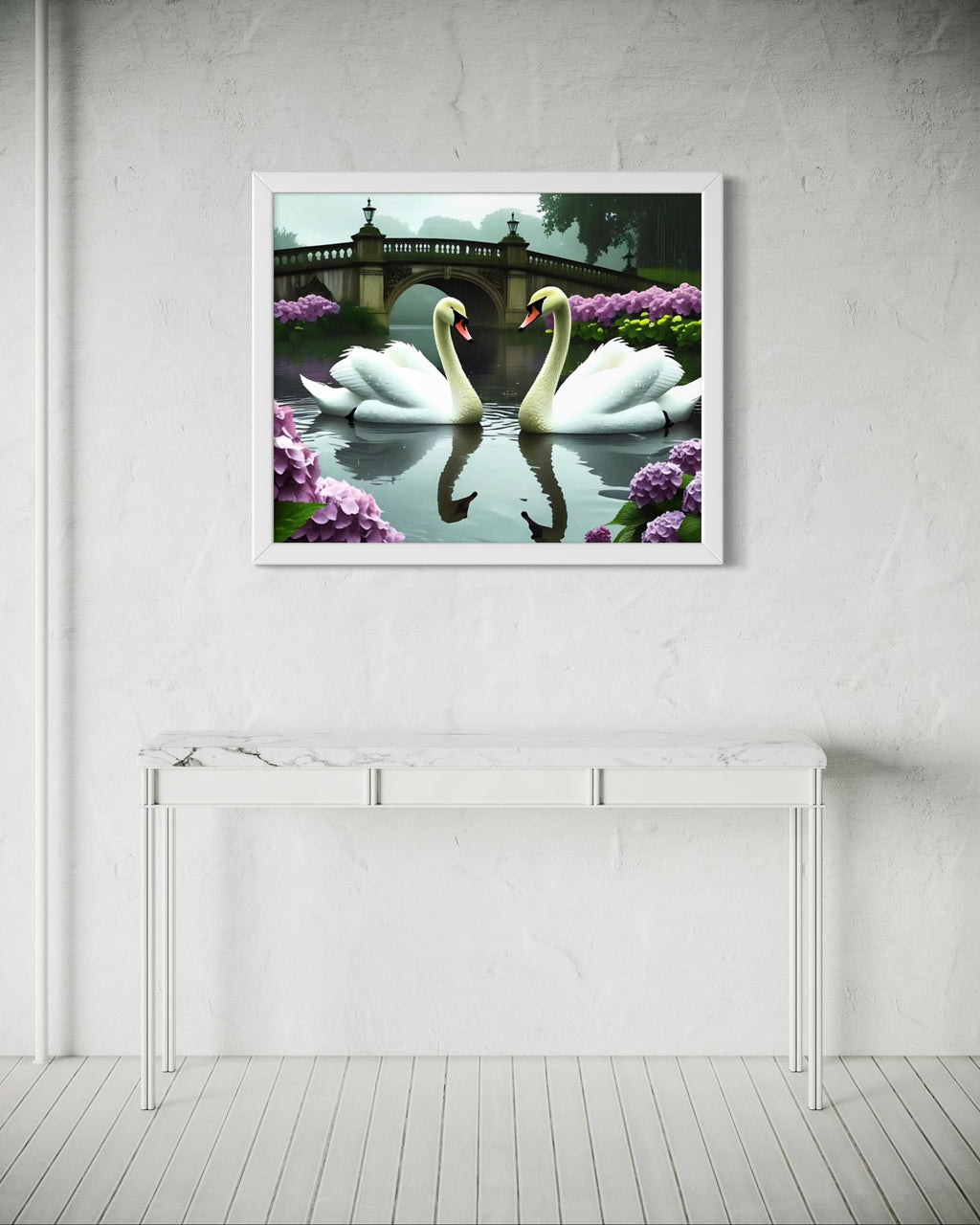 Swans in the Rain Museum Print