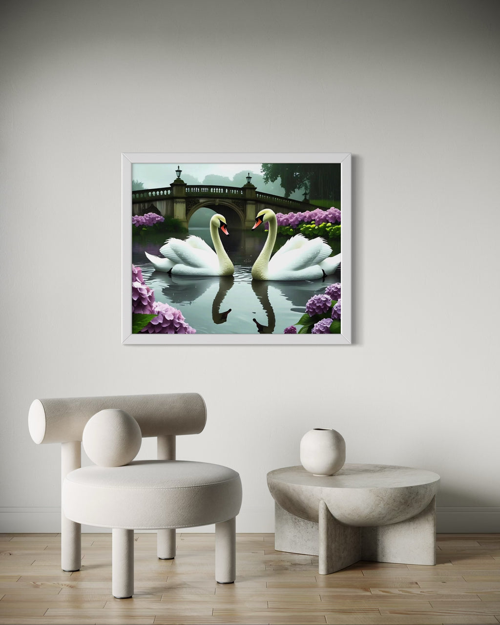 Swans in the Rain Museum Print