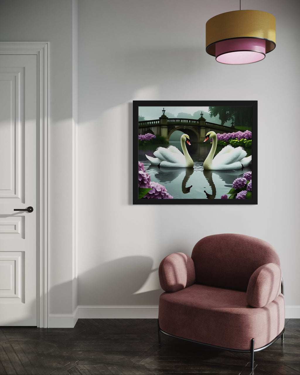 Swans in the Rain Museum Print