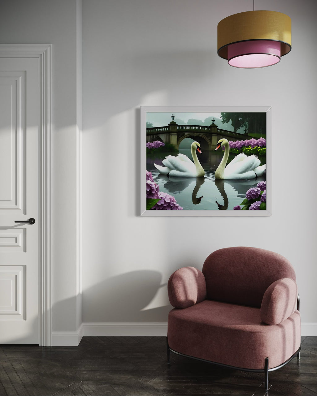 Swans in the Rain Museum Print