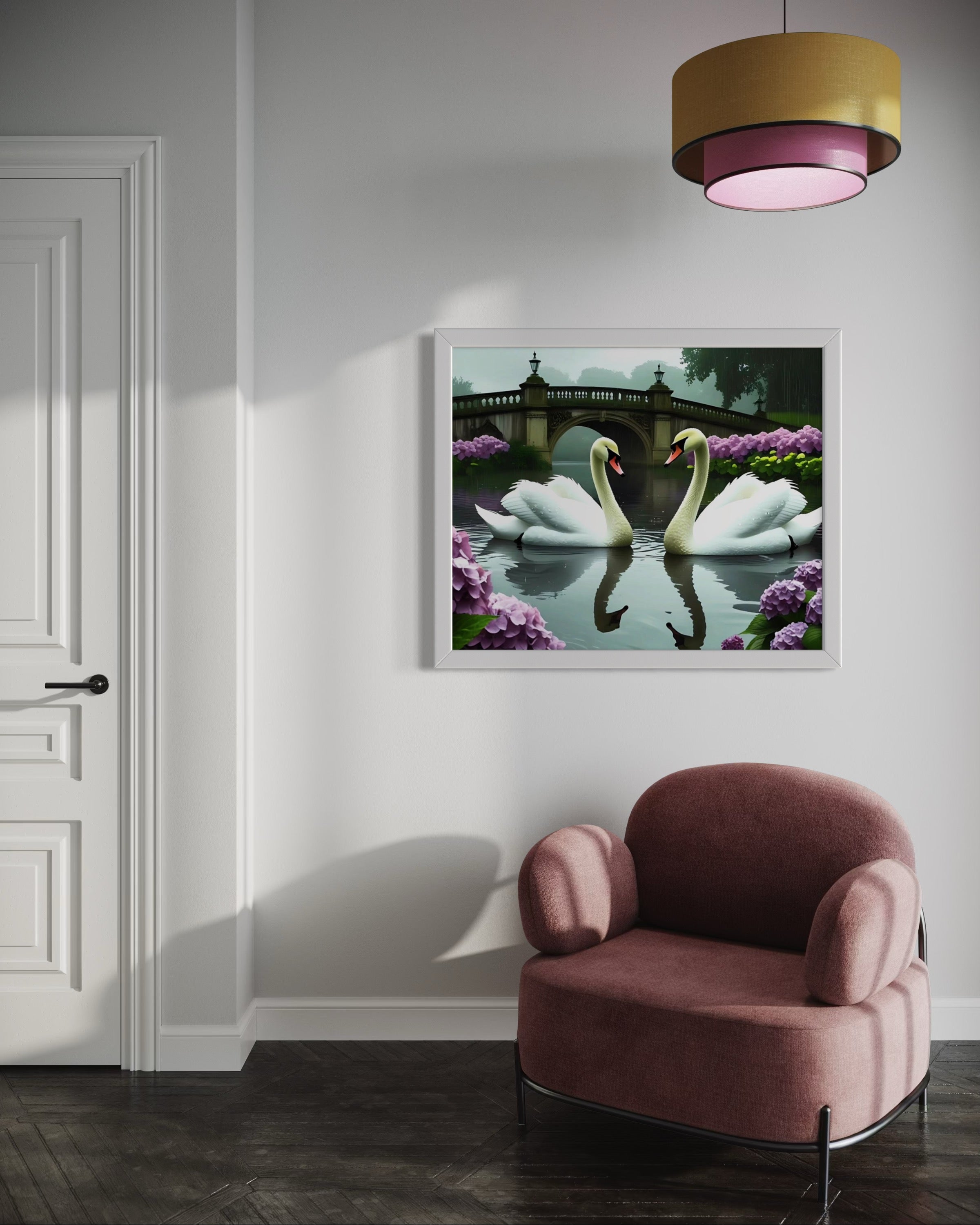 Swans in the Rain Museum Print