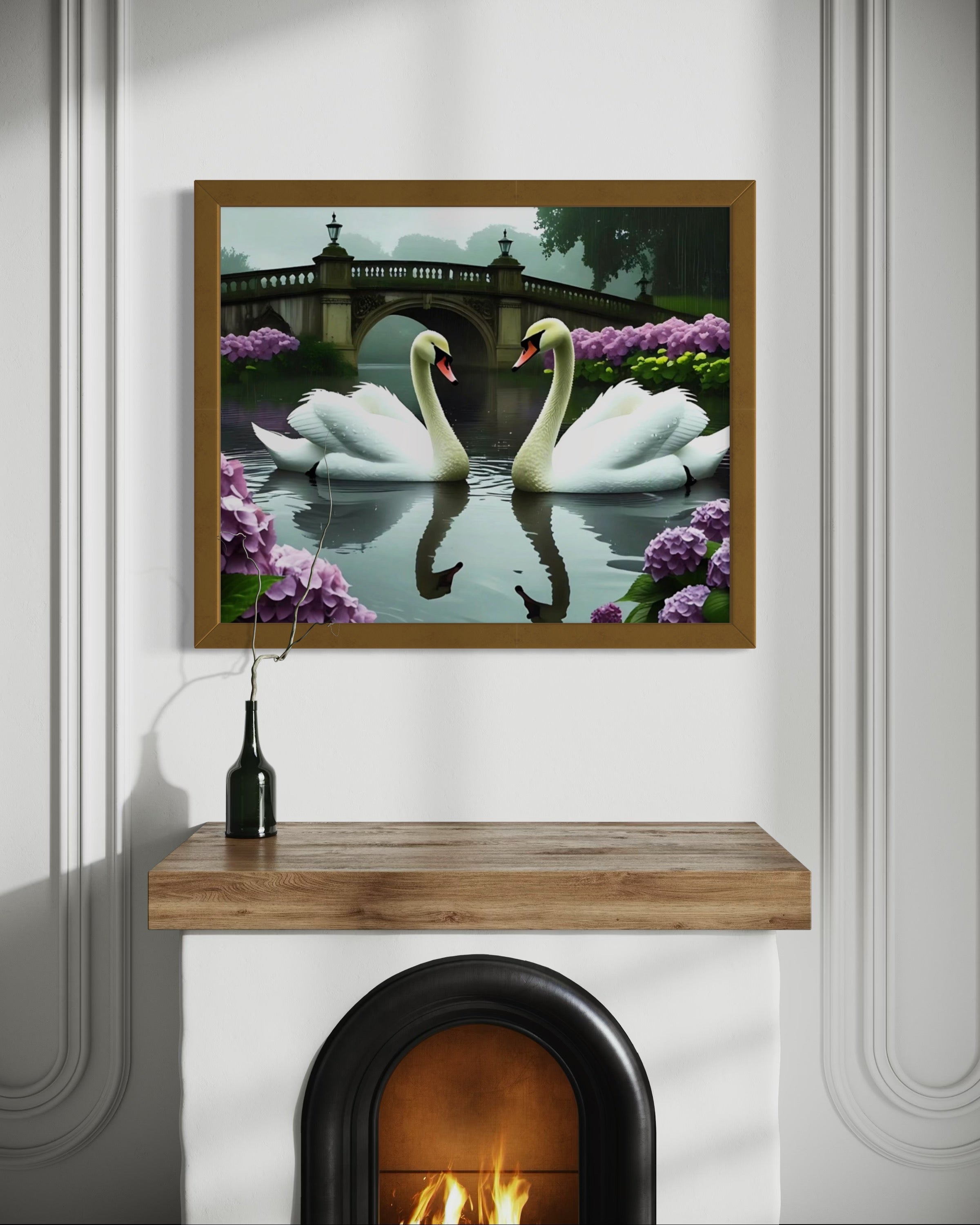Swans in the Rain Museum Print