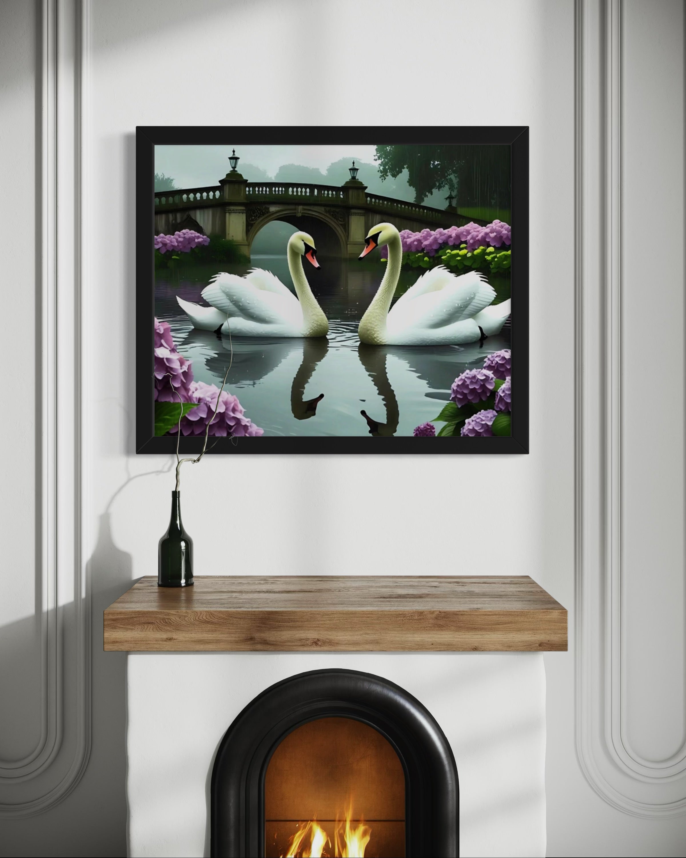 Swans in the Rain Museum Print