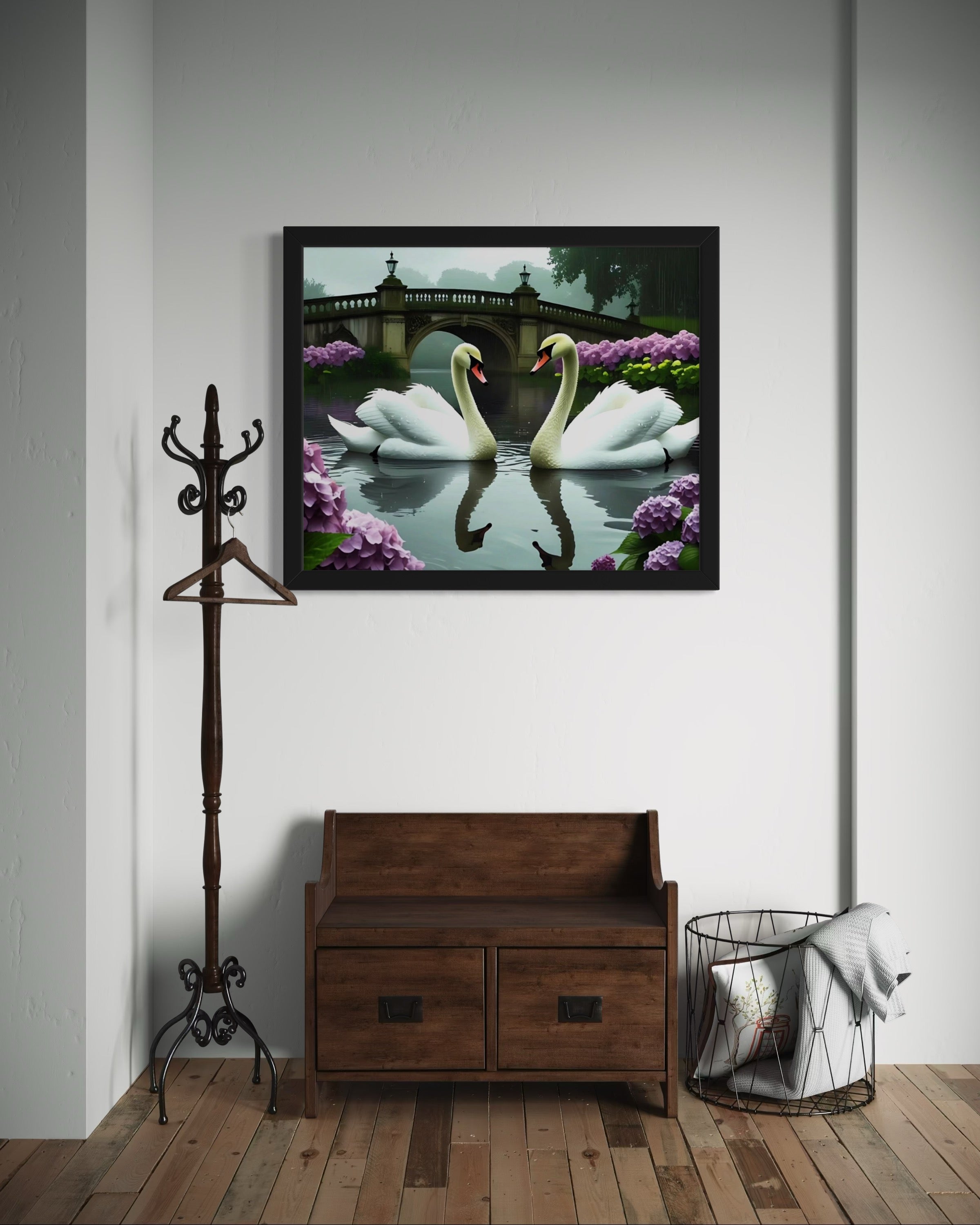 Swans in the Rain Museum Print