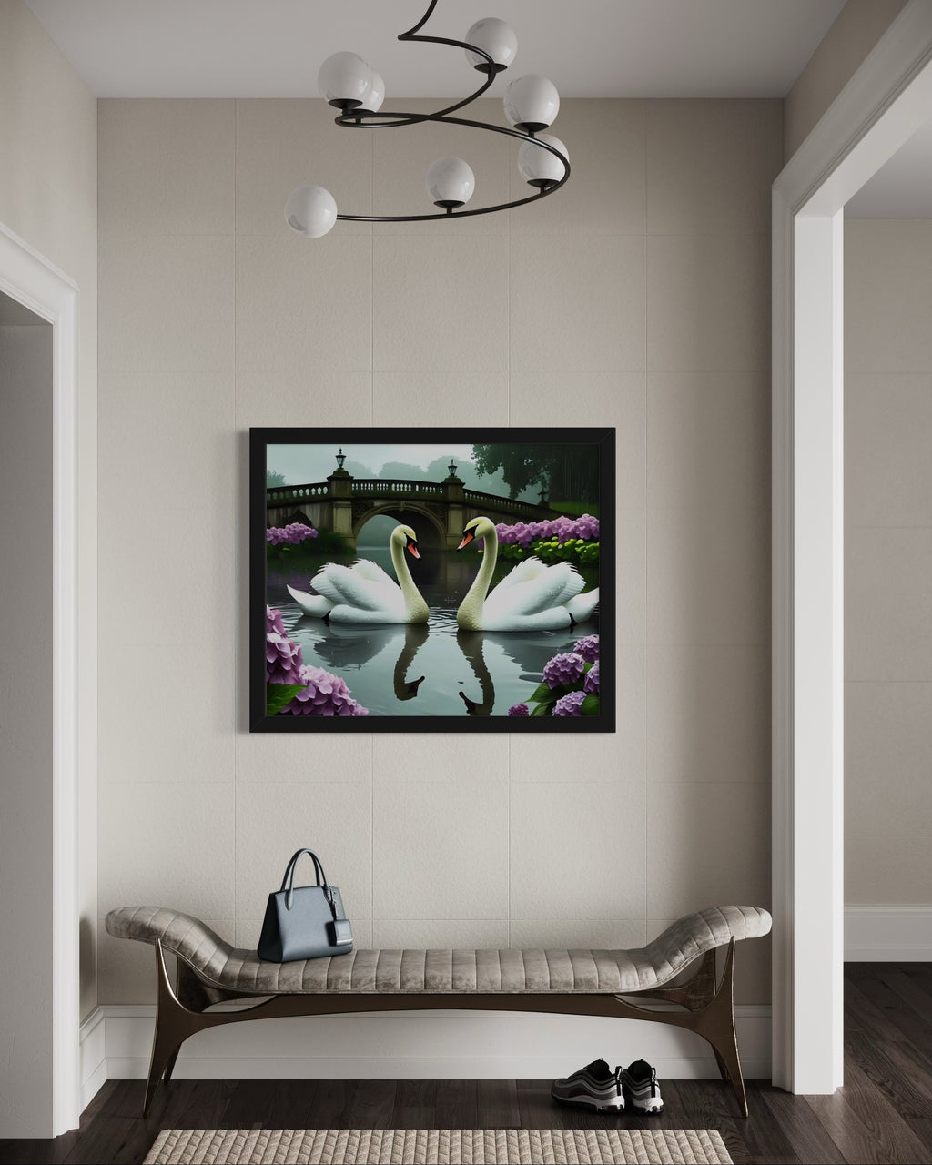 Swans in the Rain Museum Print