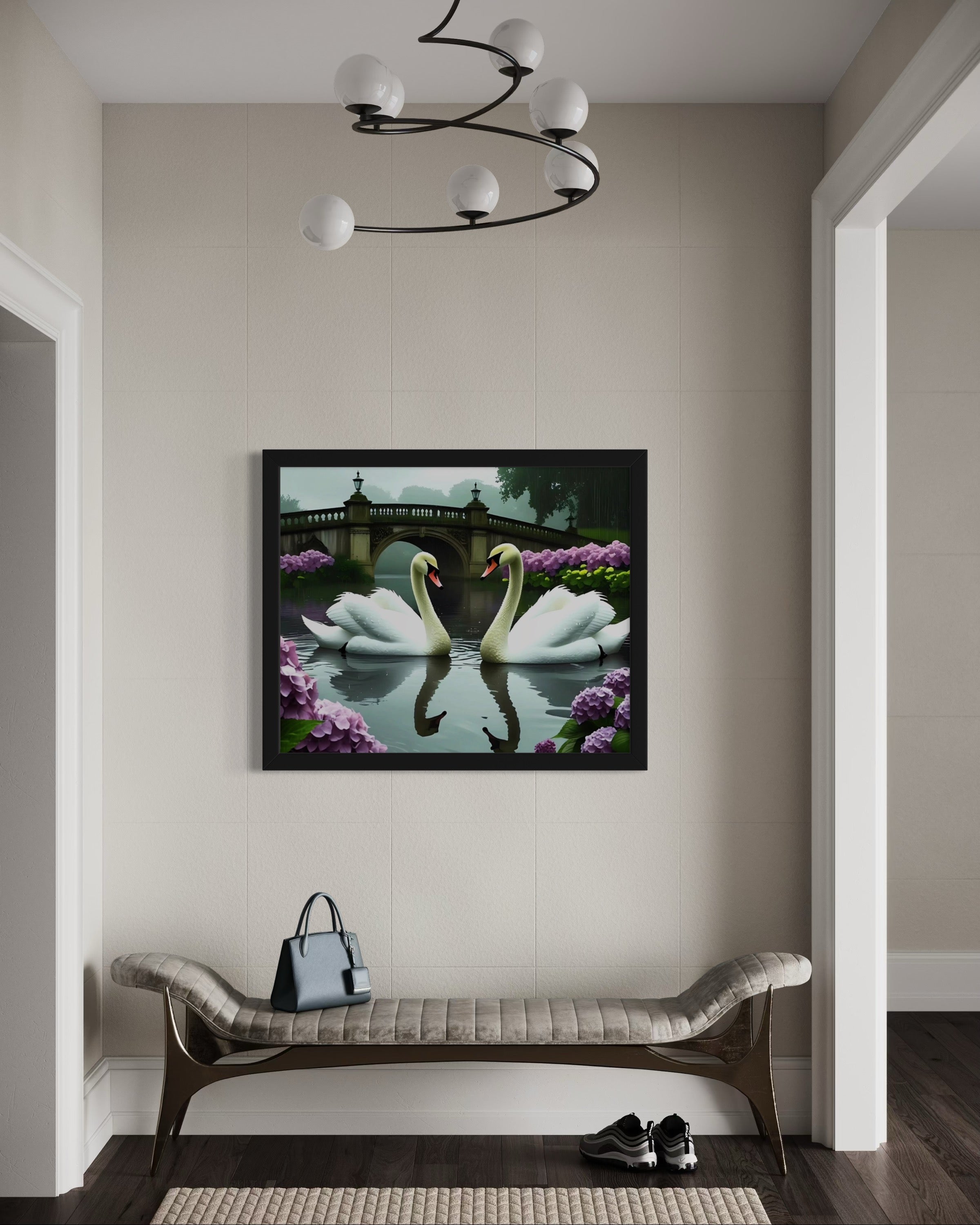 Swans in the Rain Museum Print