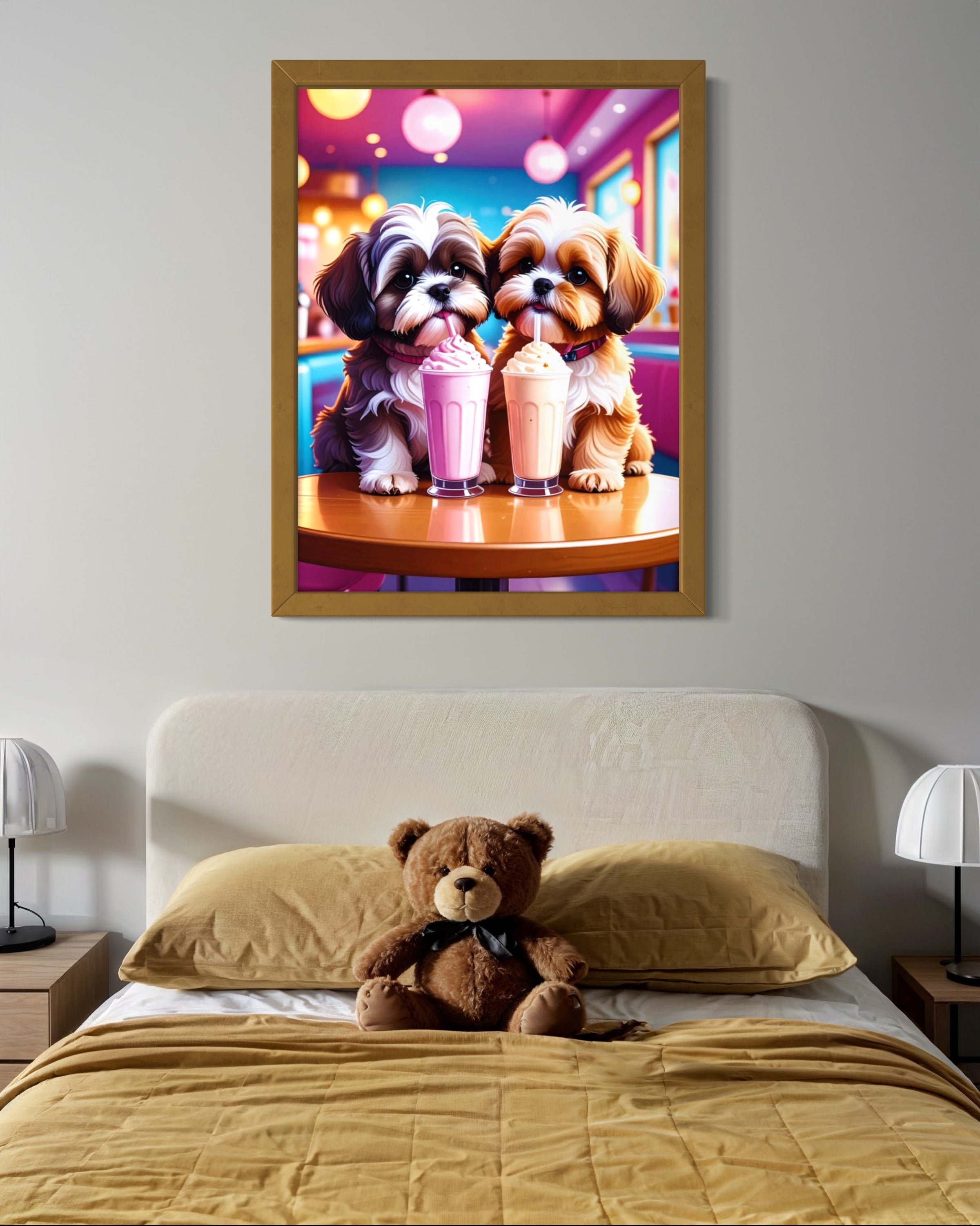 Shih Tzus with Milkshakes Museum Print