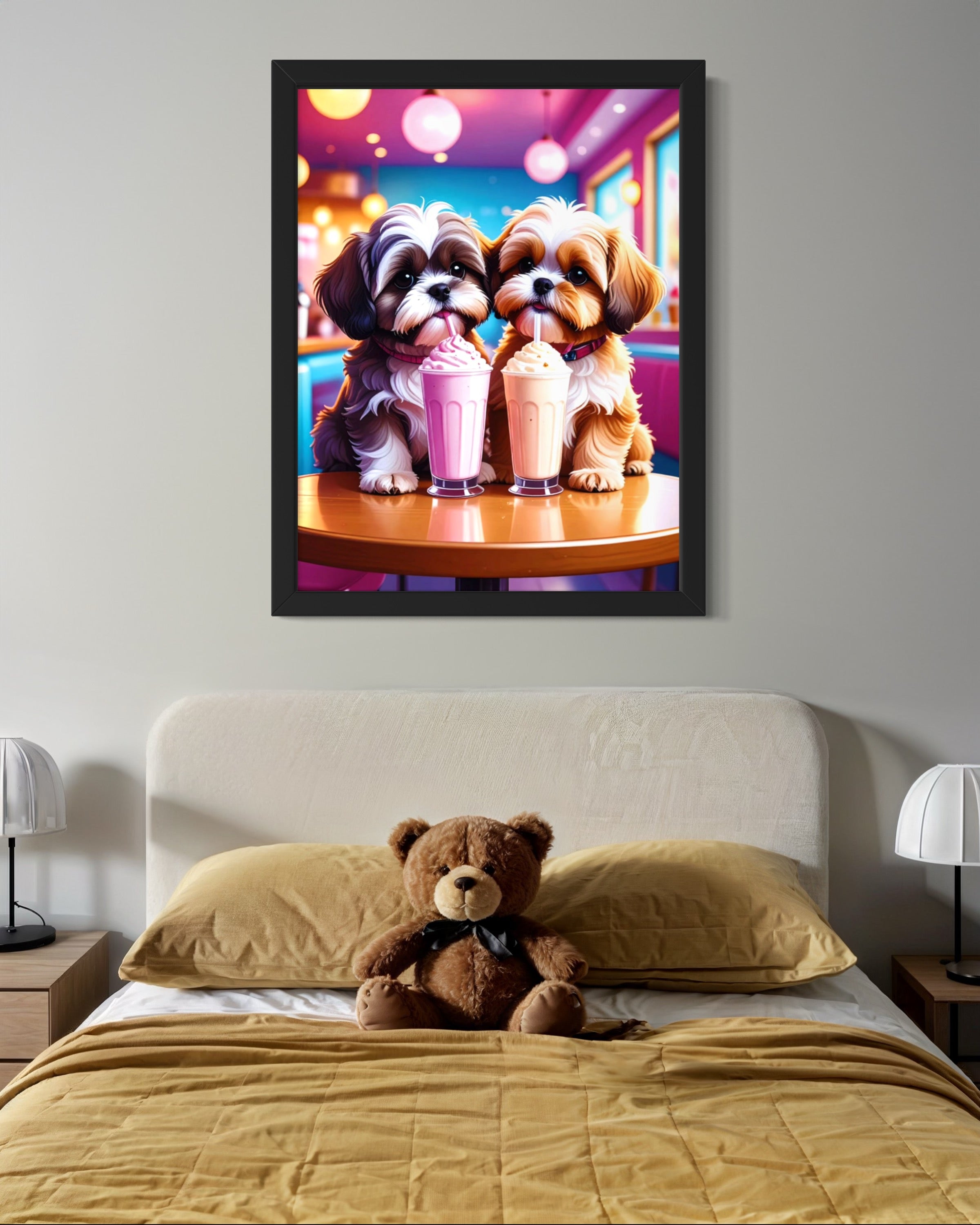 Shih Tzus with Milkshakes Museum Print
