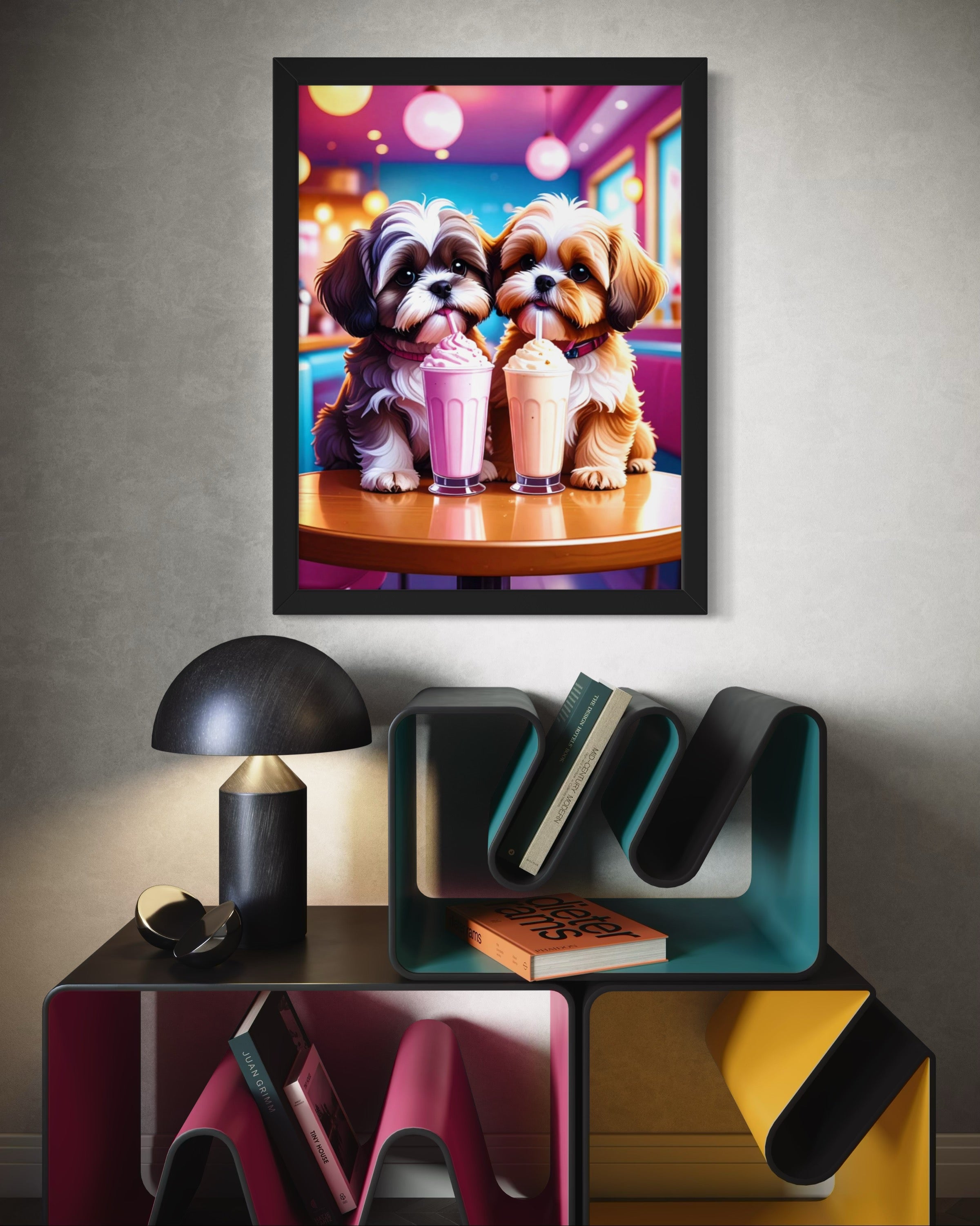 Shih Tzus with Milkshakes Museum Print