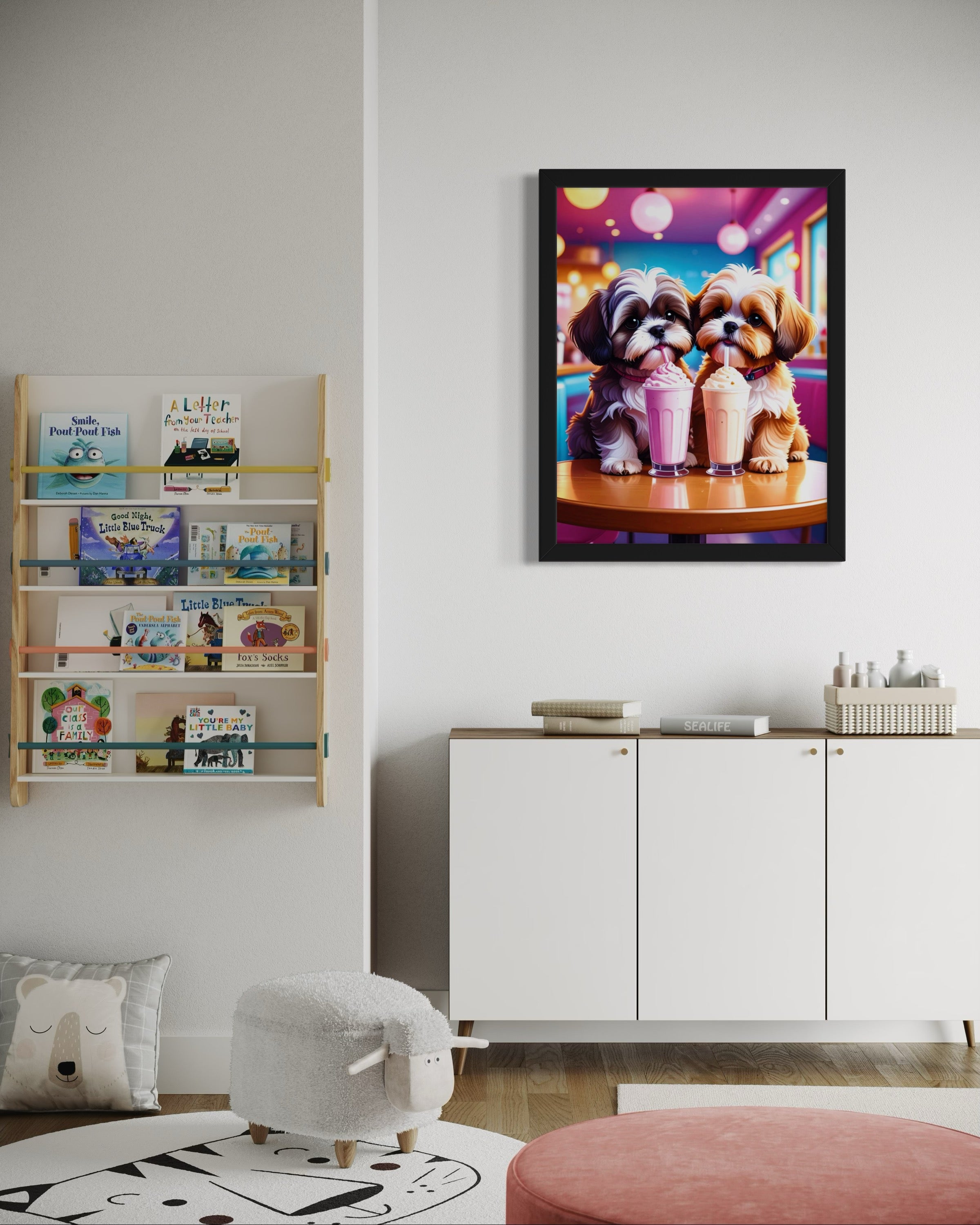 Shih Tzus with Milkshakes Museum Print