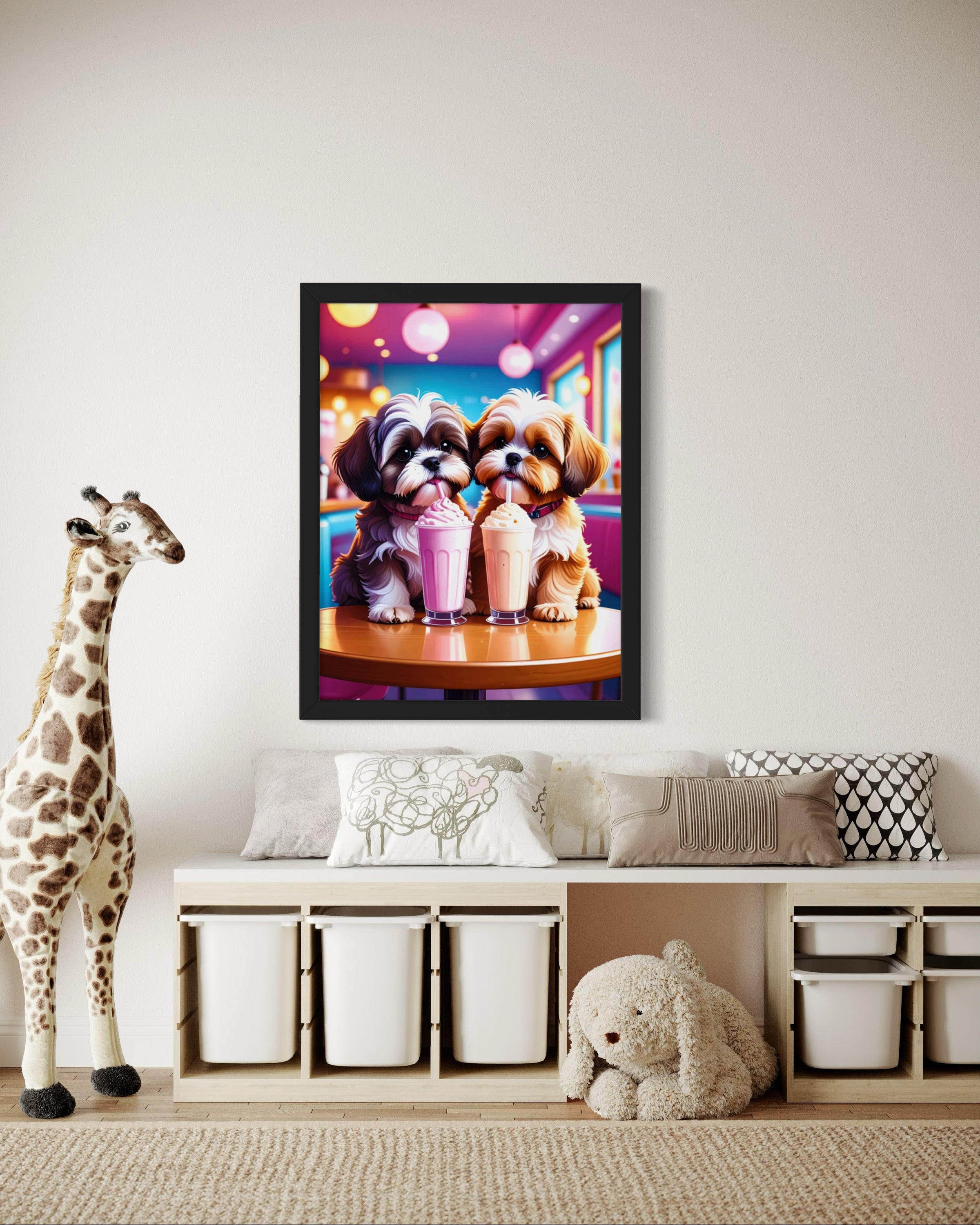Shih Tzus with Milkshakes Museum Print