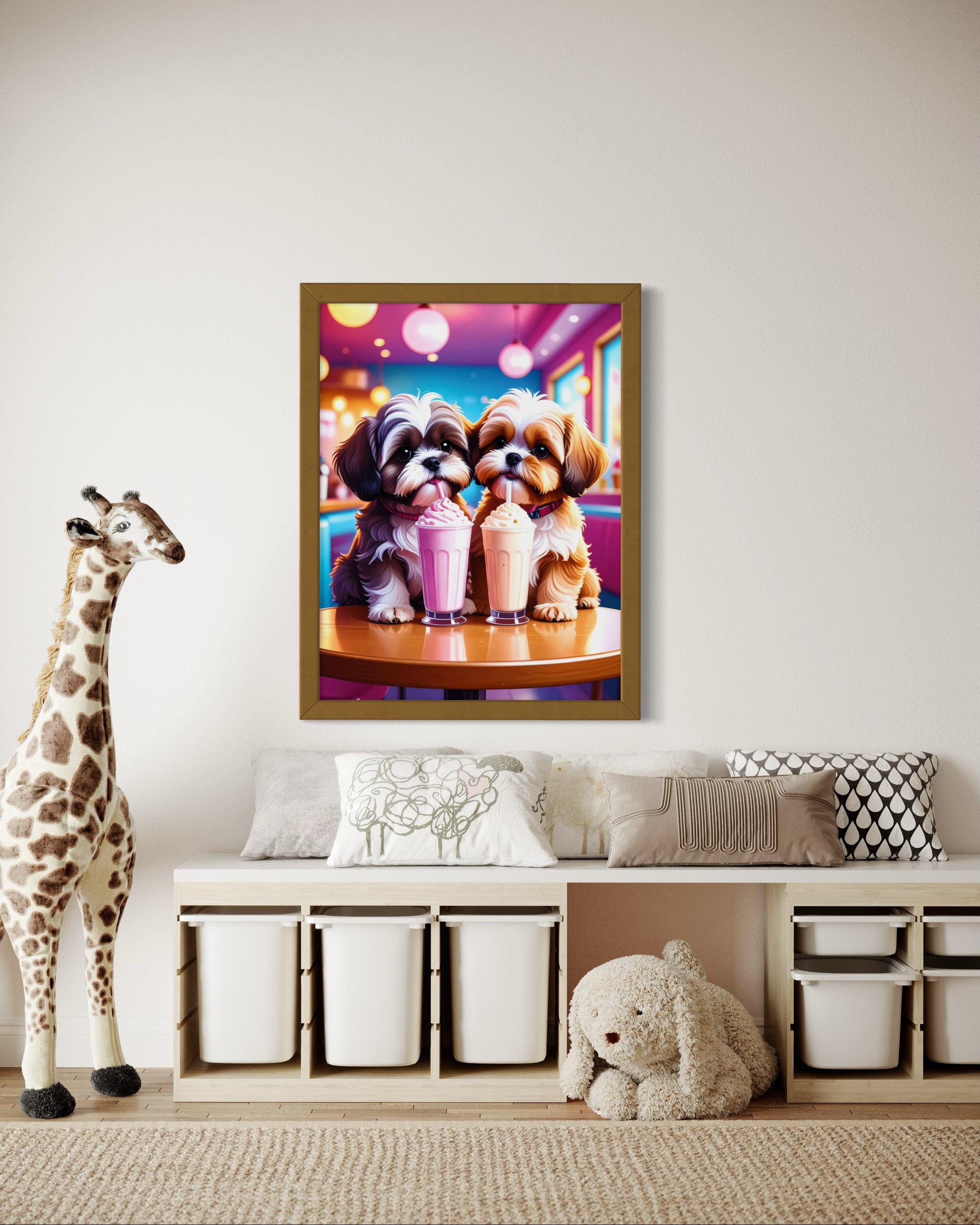 Shih Tzus with Milkshakes Museum Print