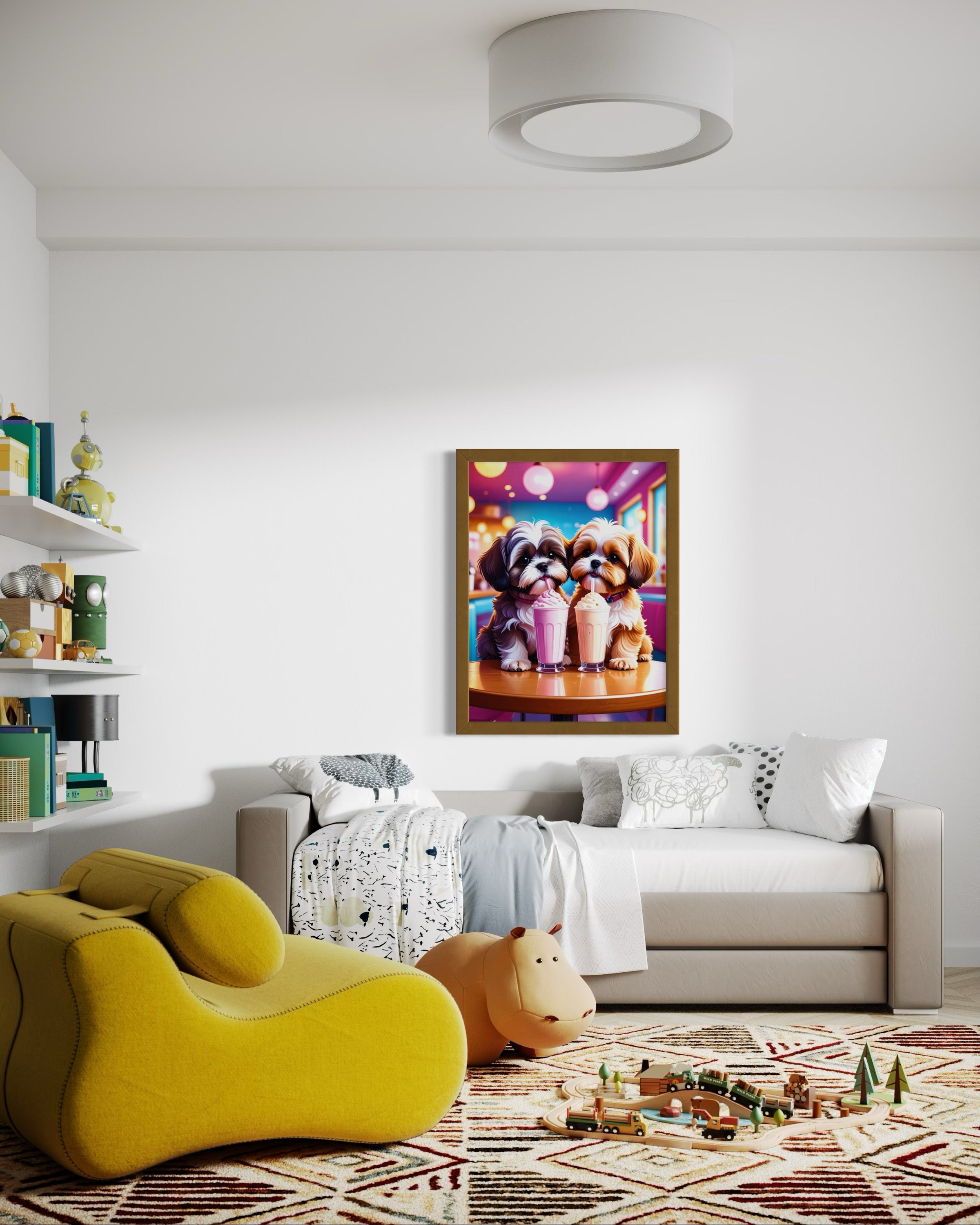 Shih Tzus with Milkshakes Museum Print