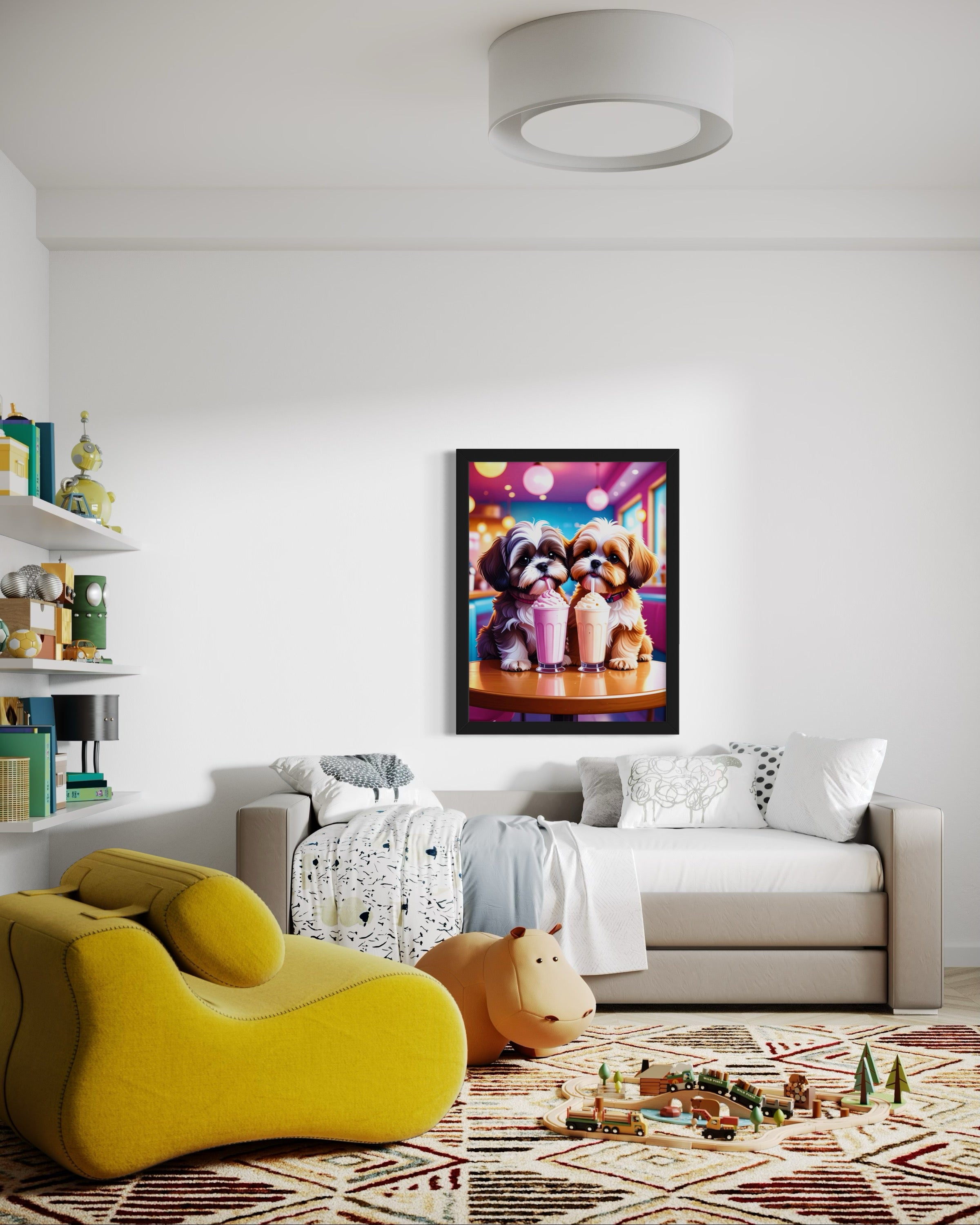 Shih Tzus with Milkshakes Museum Print