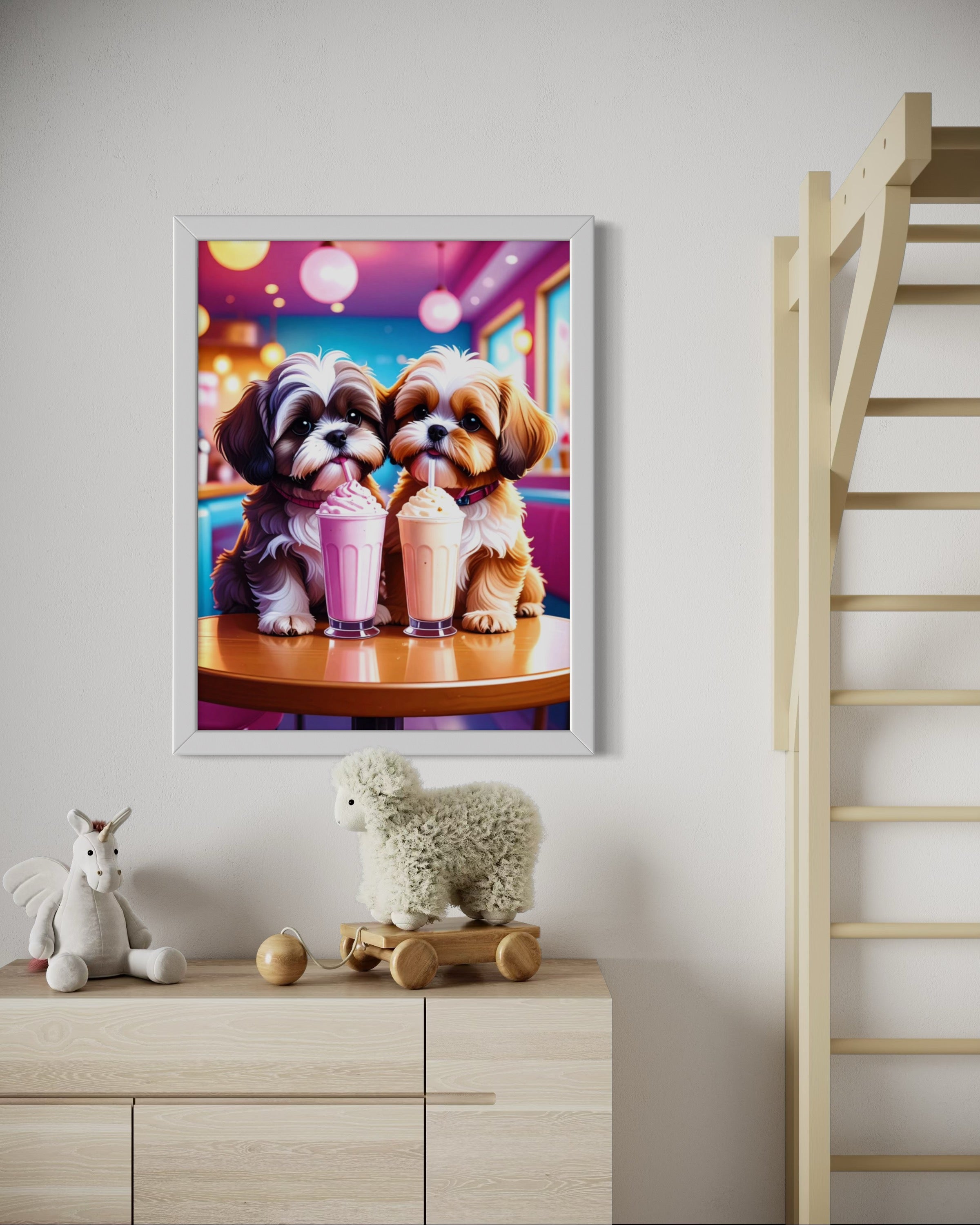 Shih Tzus with Milkshakes Museum Print