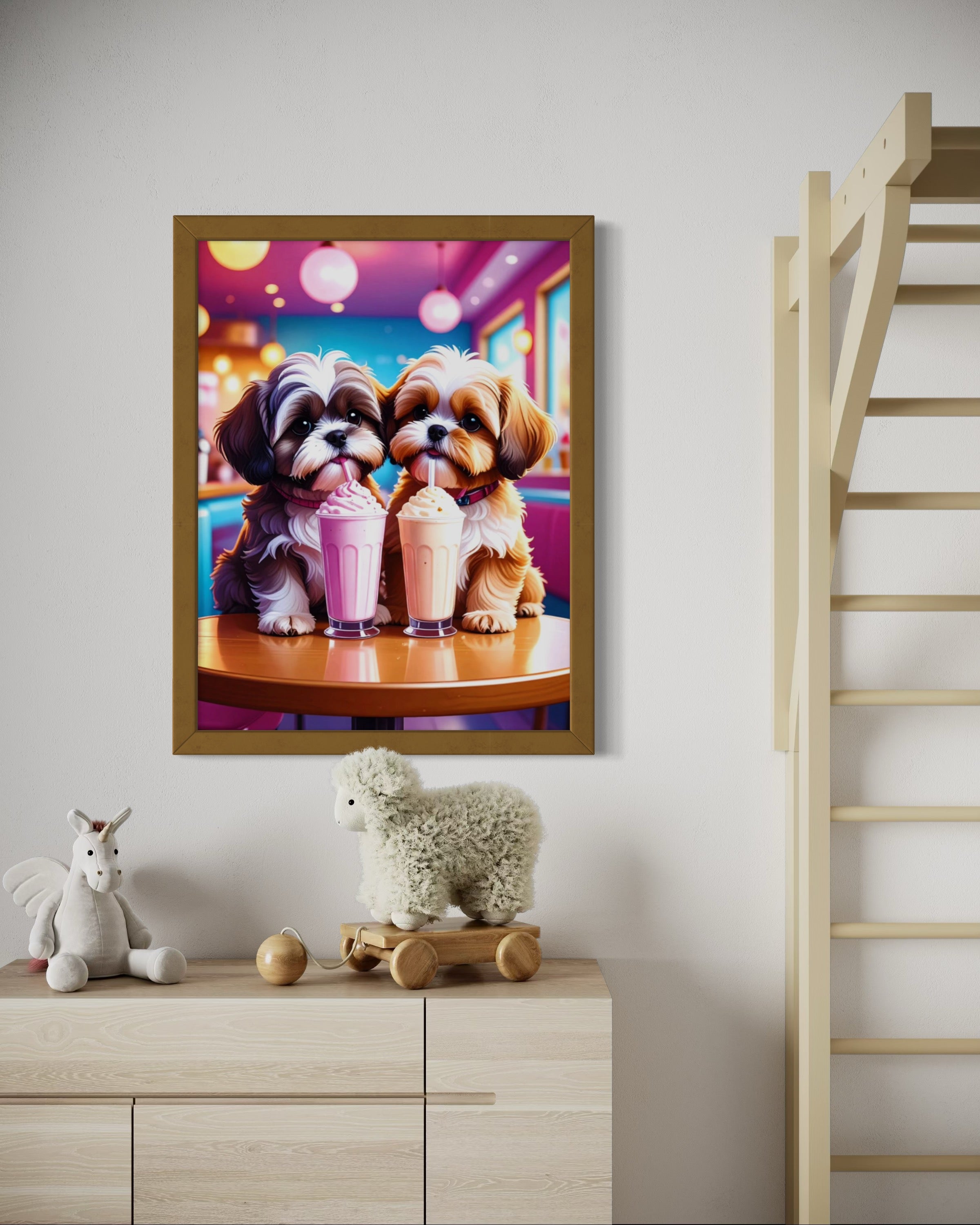 Shih Tzus with Milkshakes Museum Print