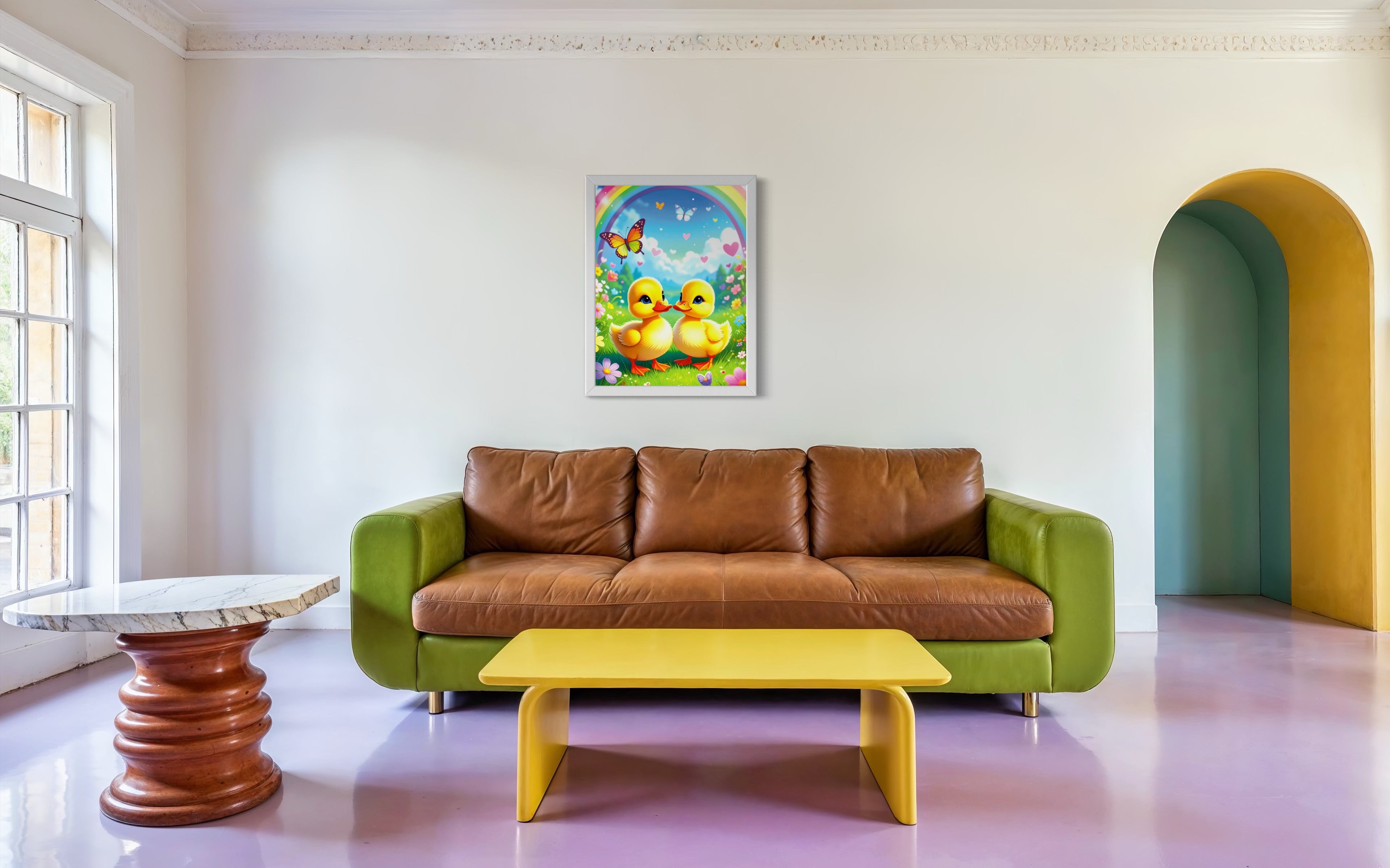 Rainbow and Ducklings Museum Print