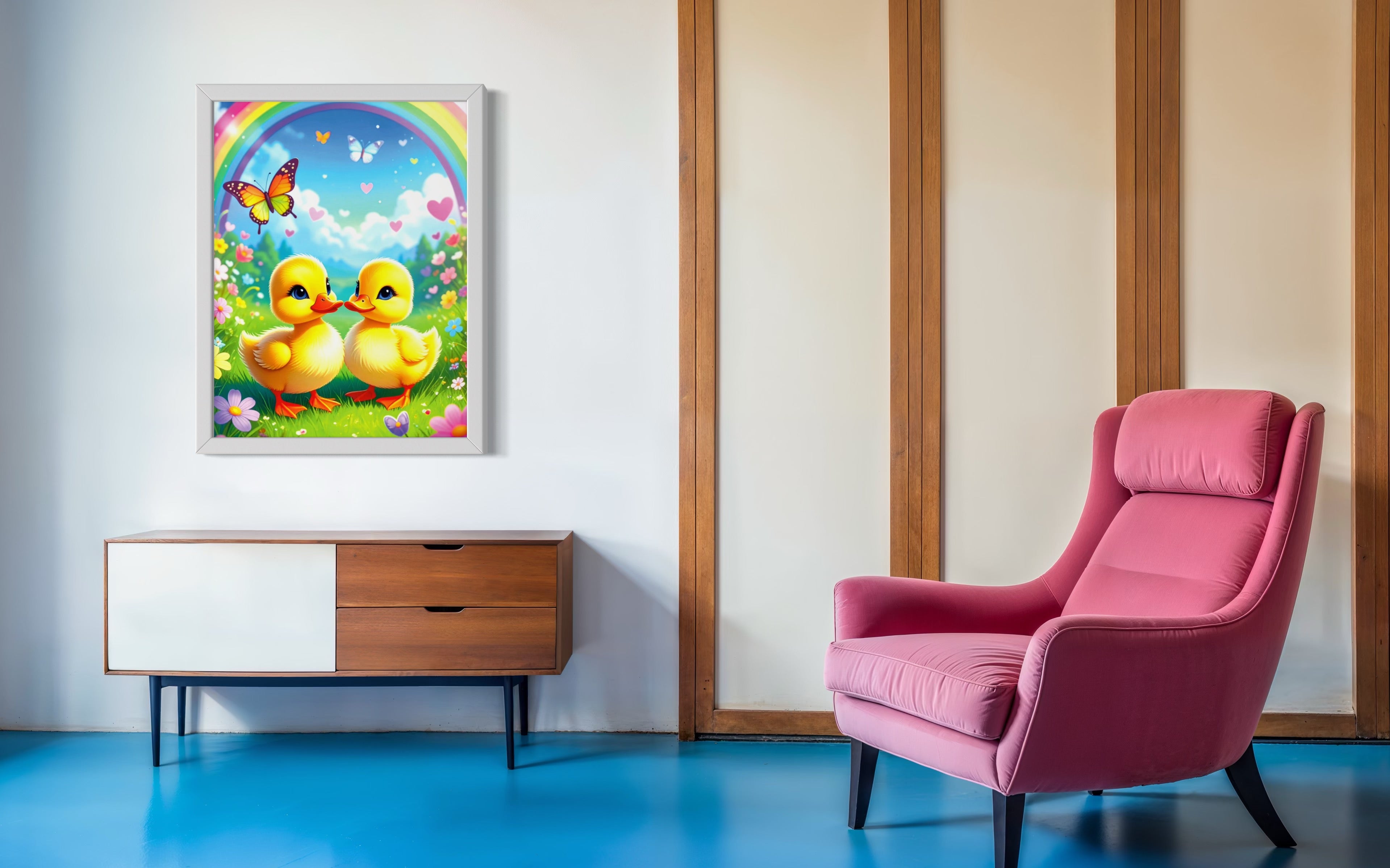 Rainbow and Ducklings Museum Print