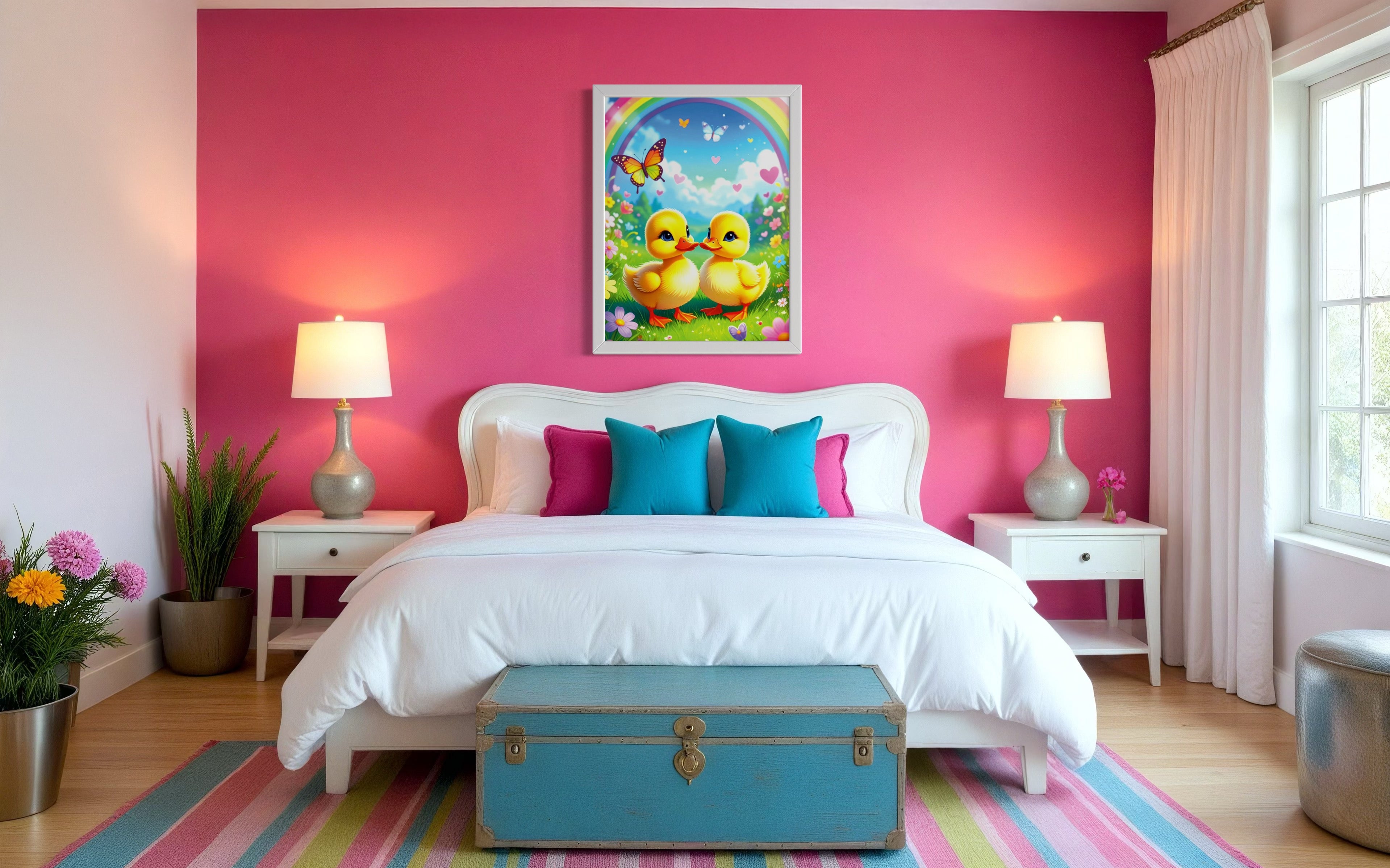 Rainbow and Ducklings Museum Print