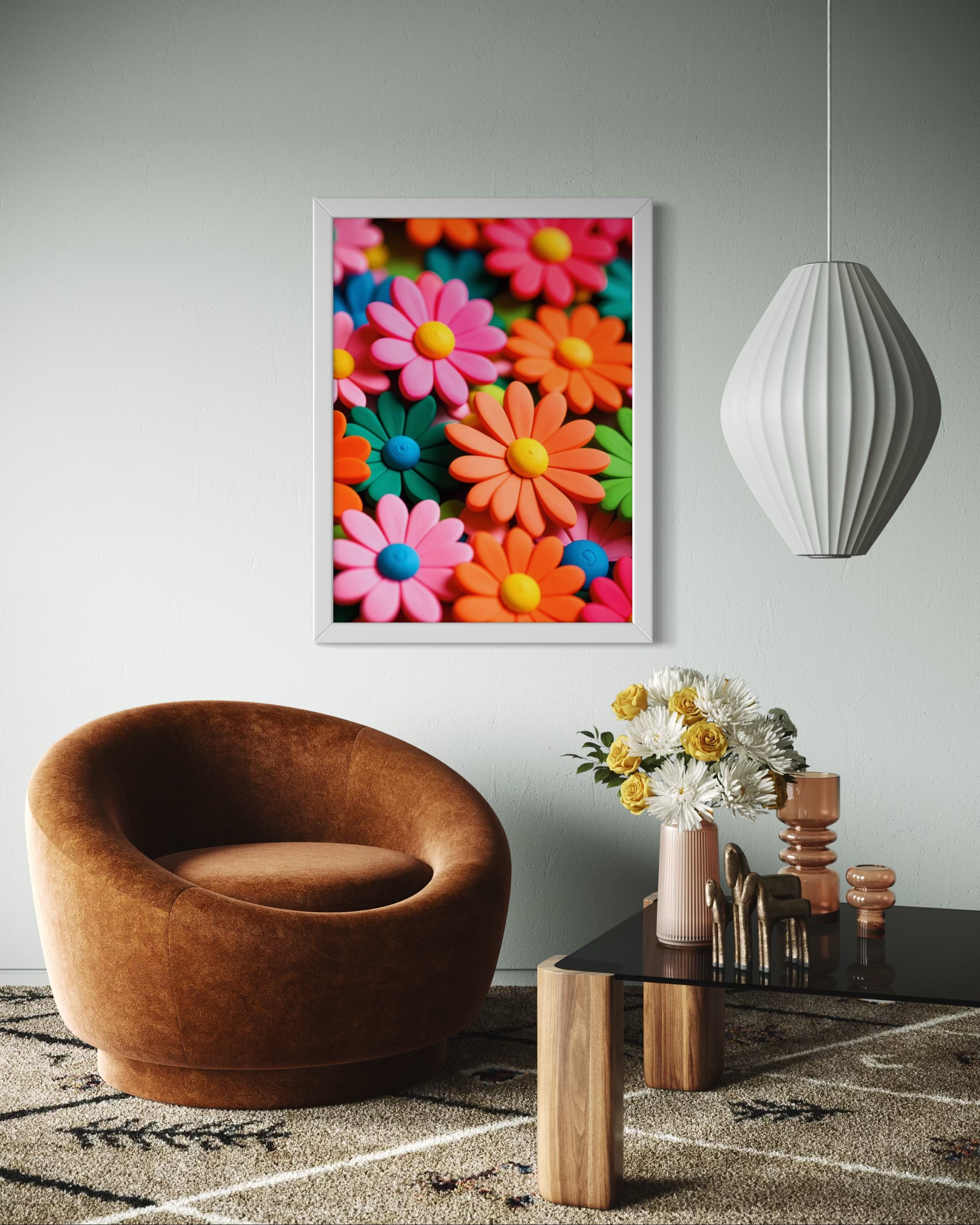 60's Clay Floral Print Museum Print