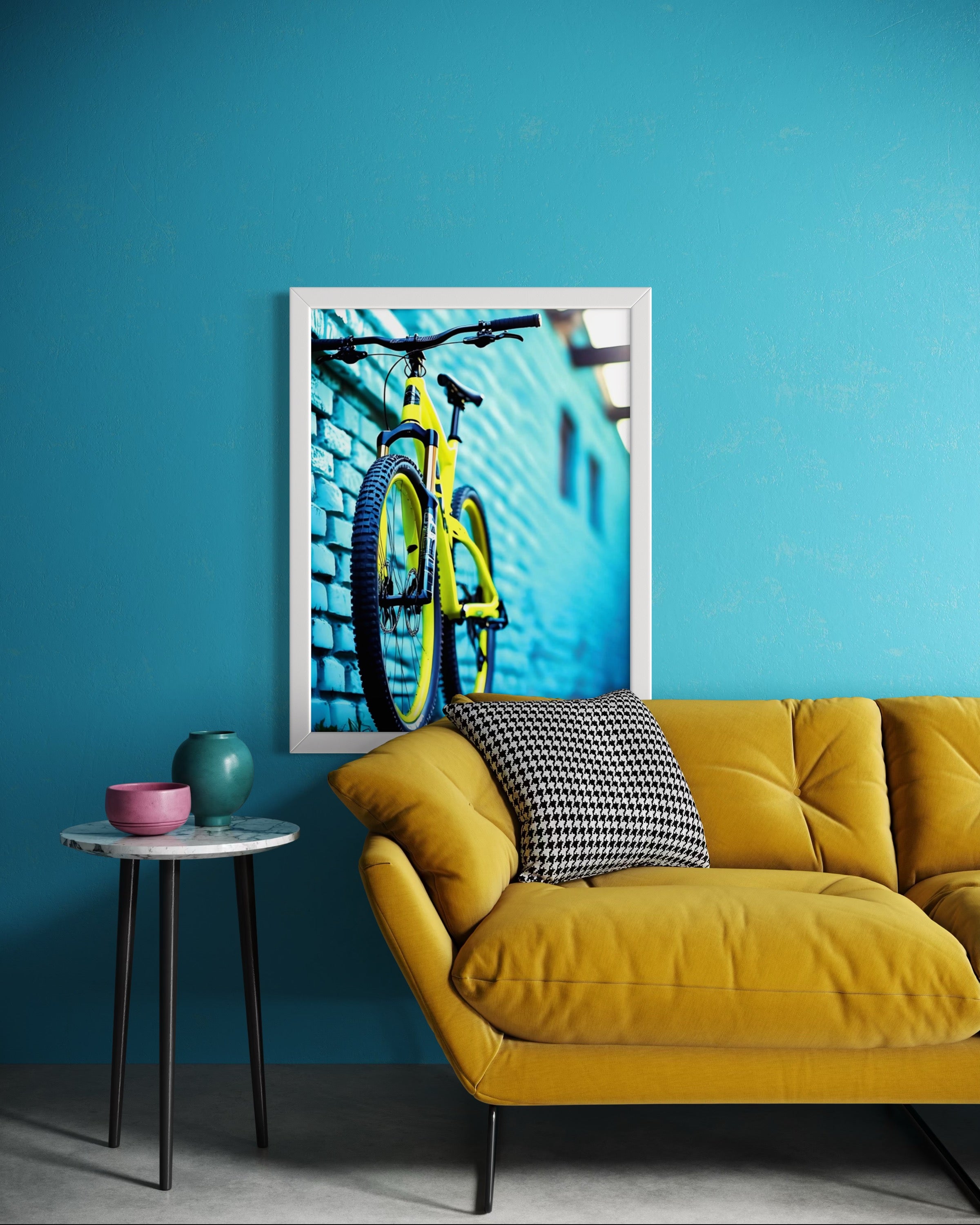 Mountain Bike and Turquoise Brick Museum Print