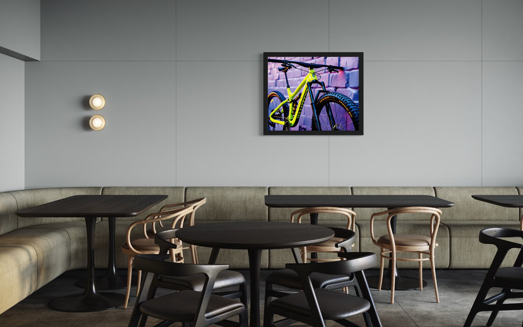 Neon Yellow Mountain Bike Museum Print