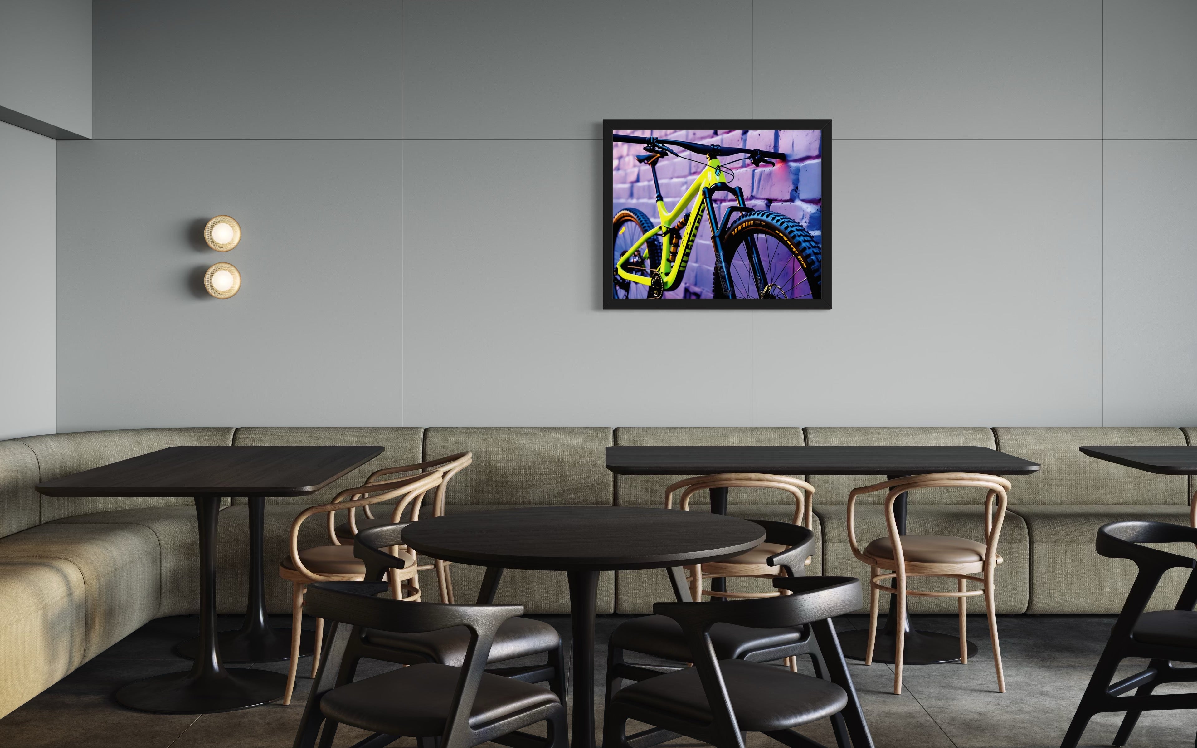 Neon Yellow Mountain Bike Museum Print