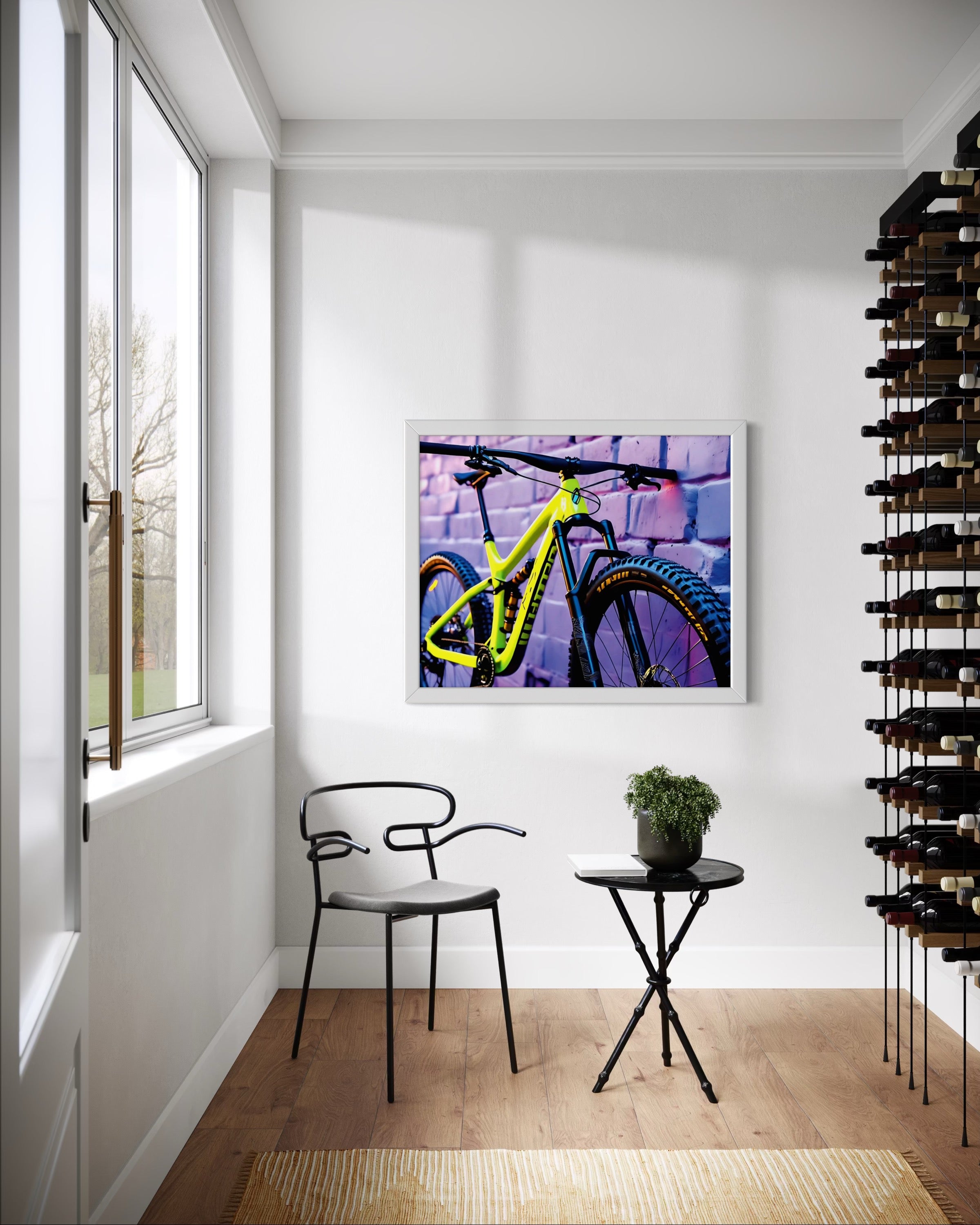 Neon Yellow Mountain Bike Museum Print