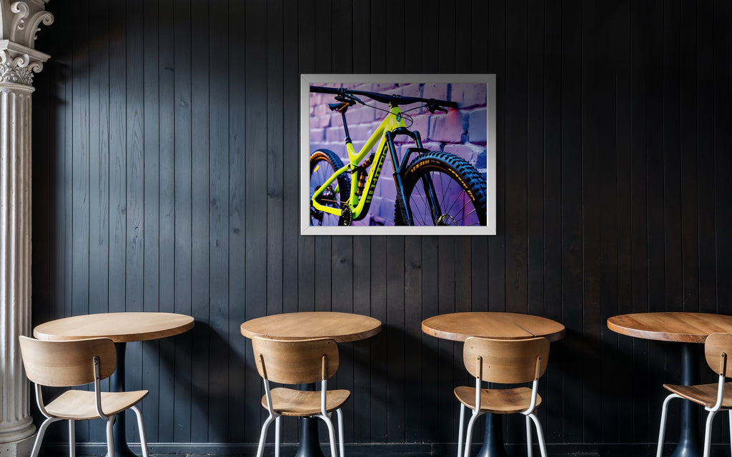 Neon Yellow Mountain Bike Museum Print