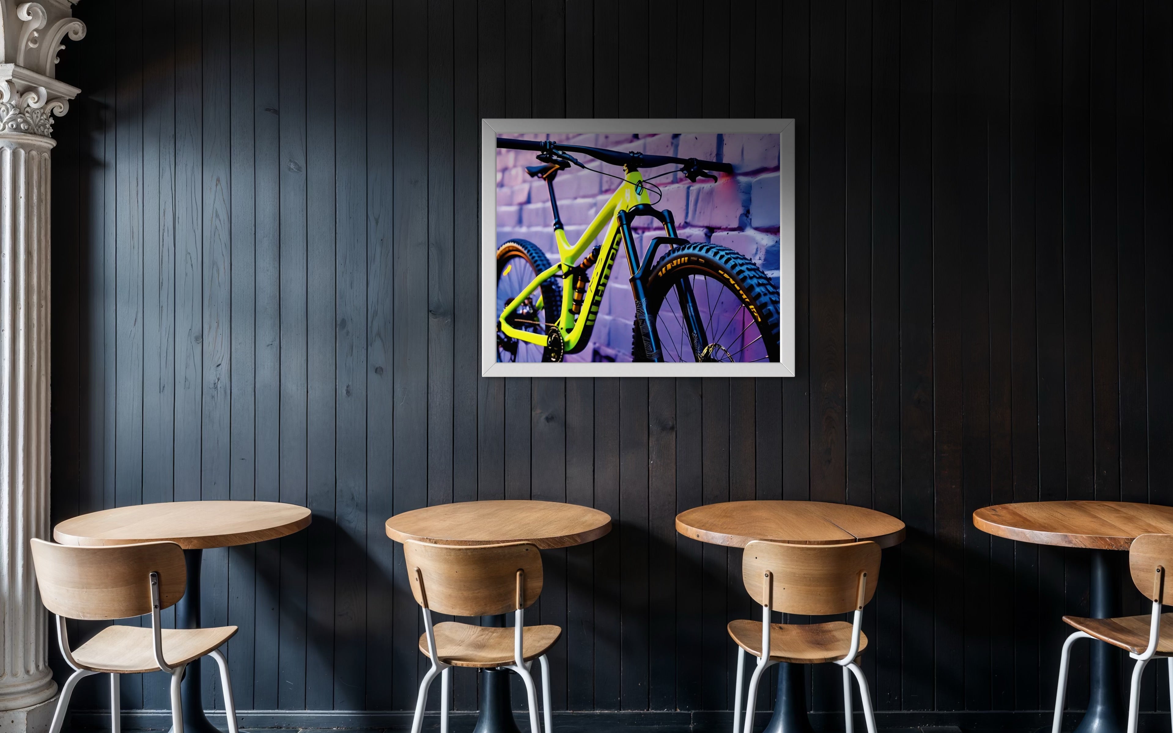 Neon Yellow Mountain Bike Museum Print
