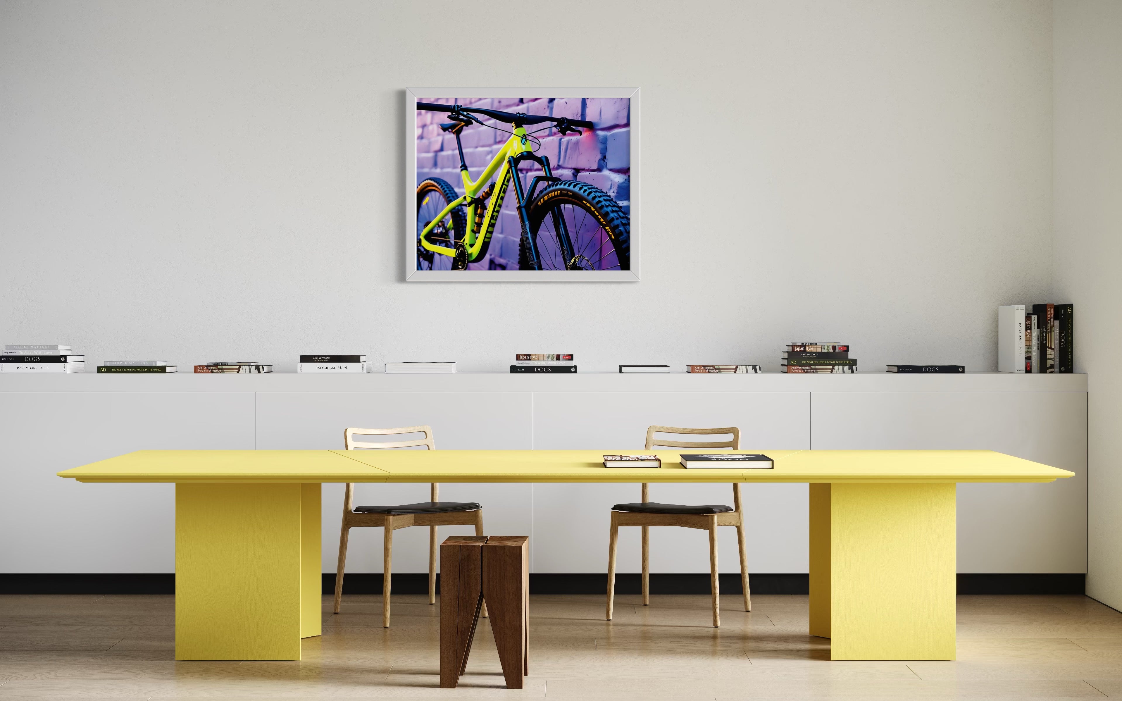 Neon Yellow Mountain Bike Museum Print