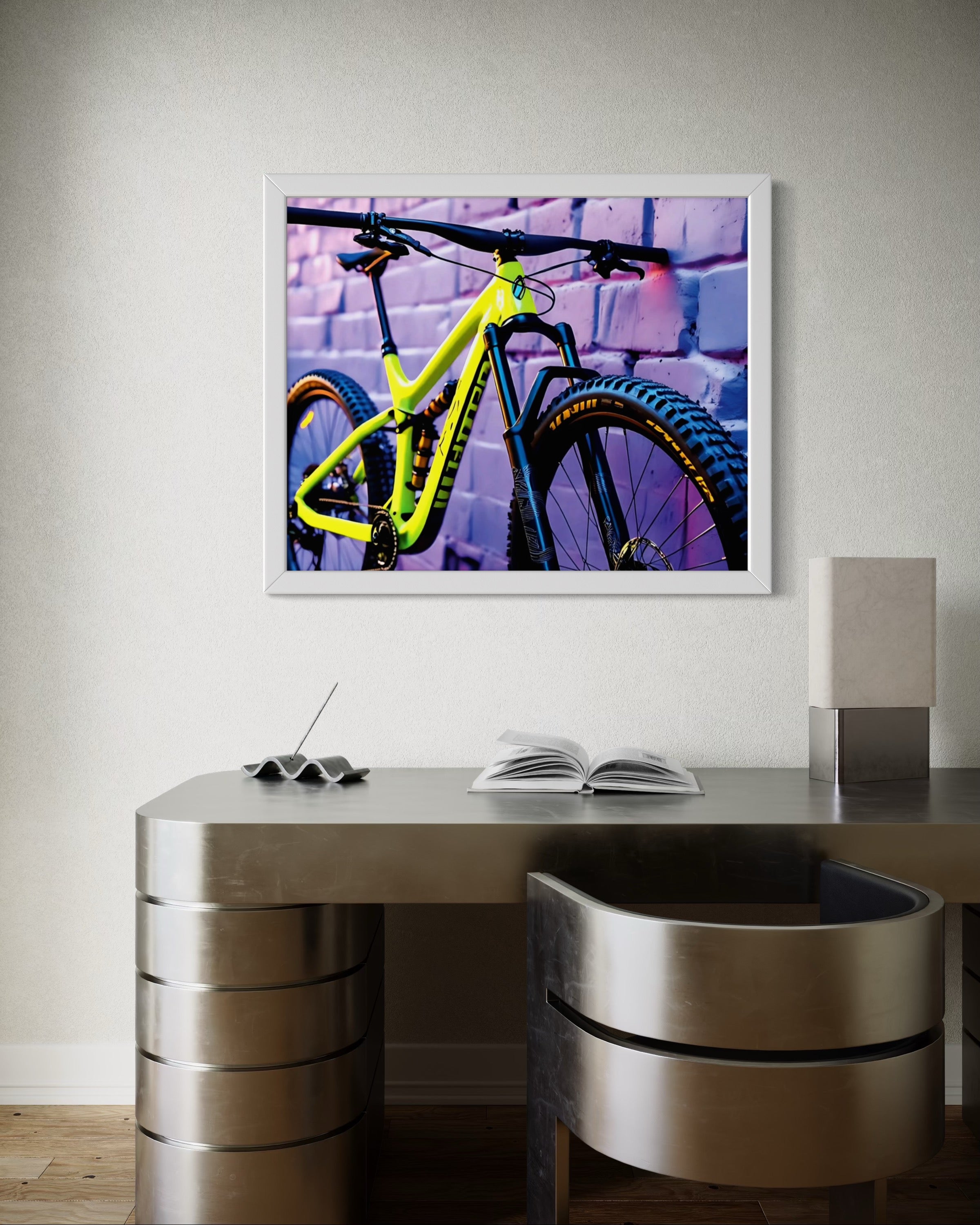 Neon Yellow Mountain Bike Museum Print