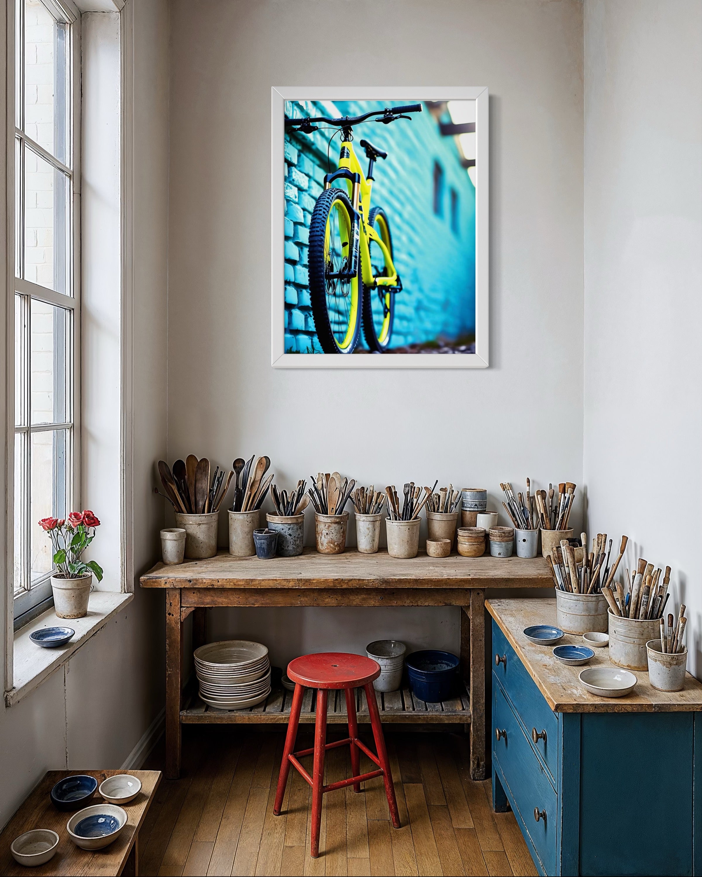 Mountain Bike and Turquoise Brick Museum Print