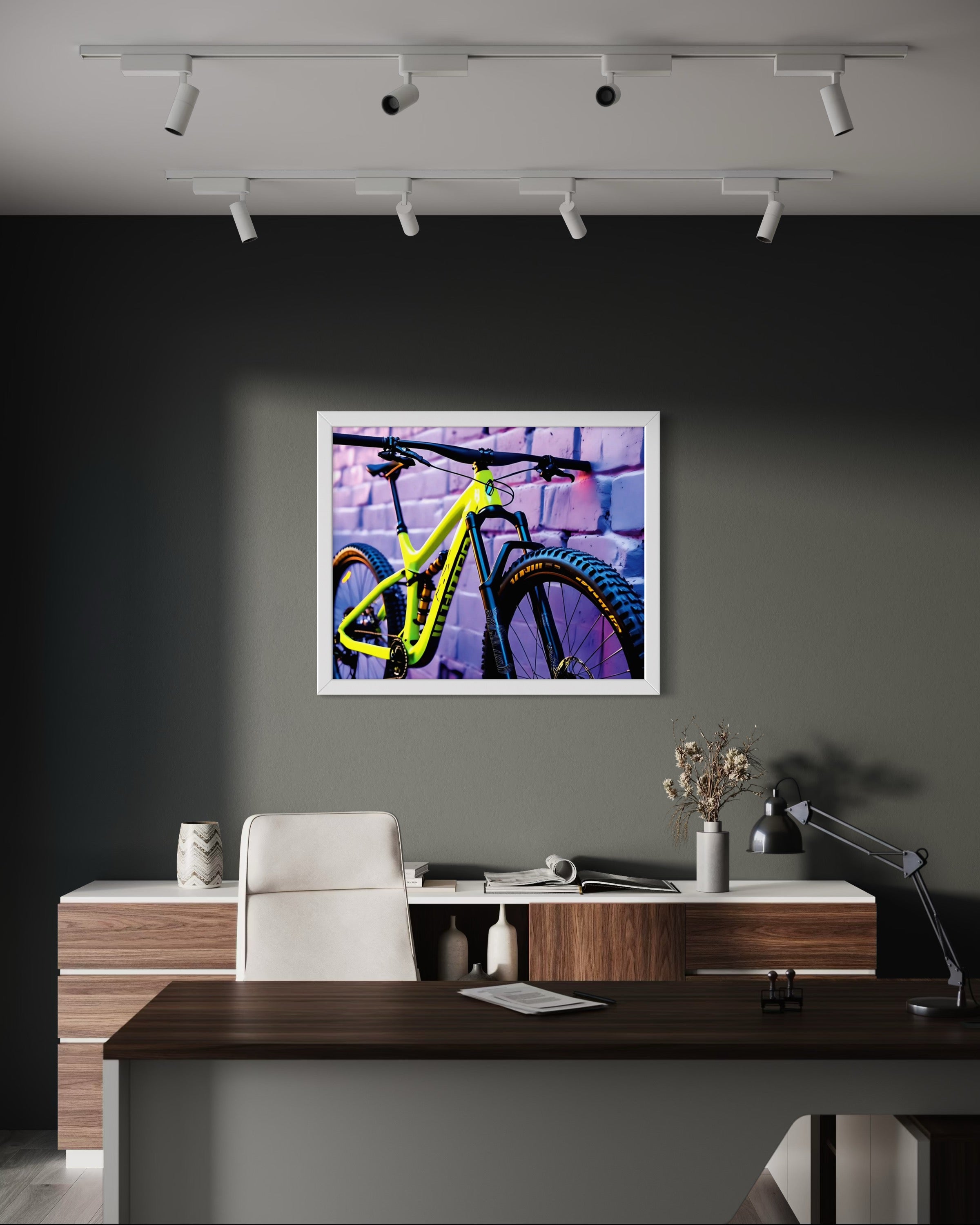 Neon Yellow Mountain Bike Museum Print