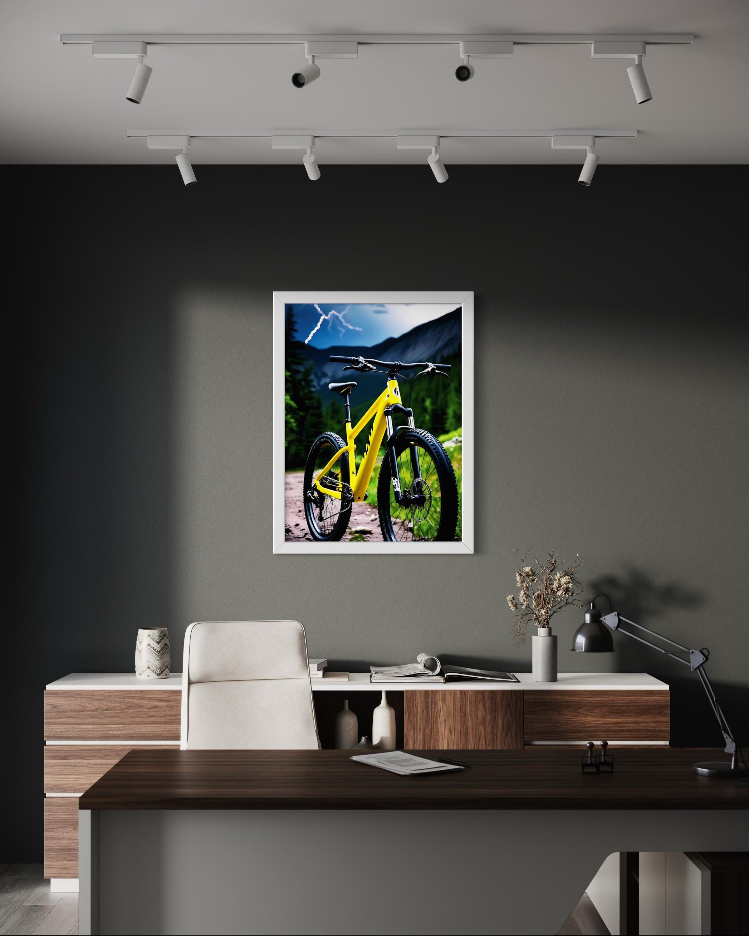 Mountain Bike in a Storm Museum Print