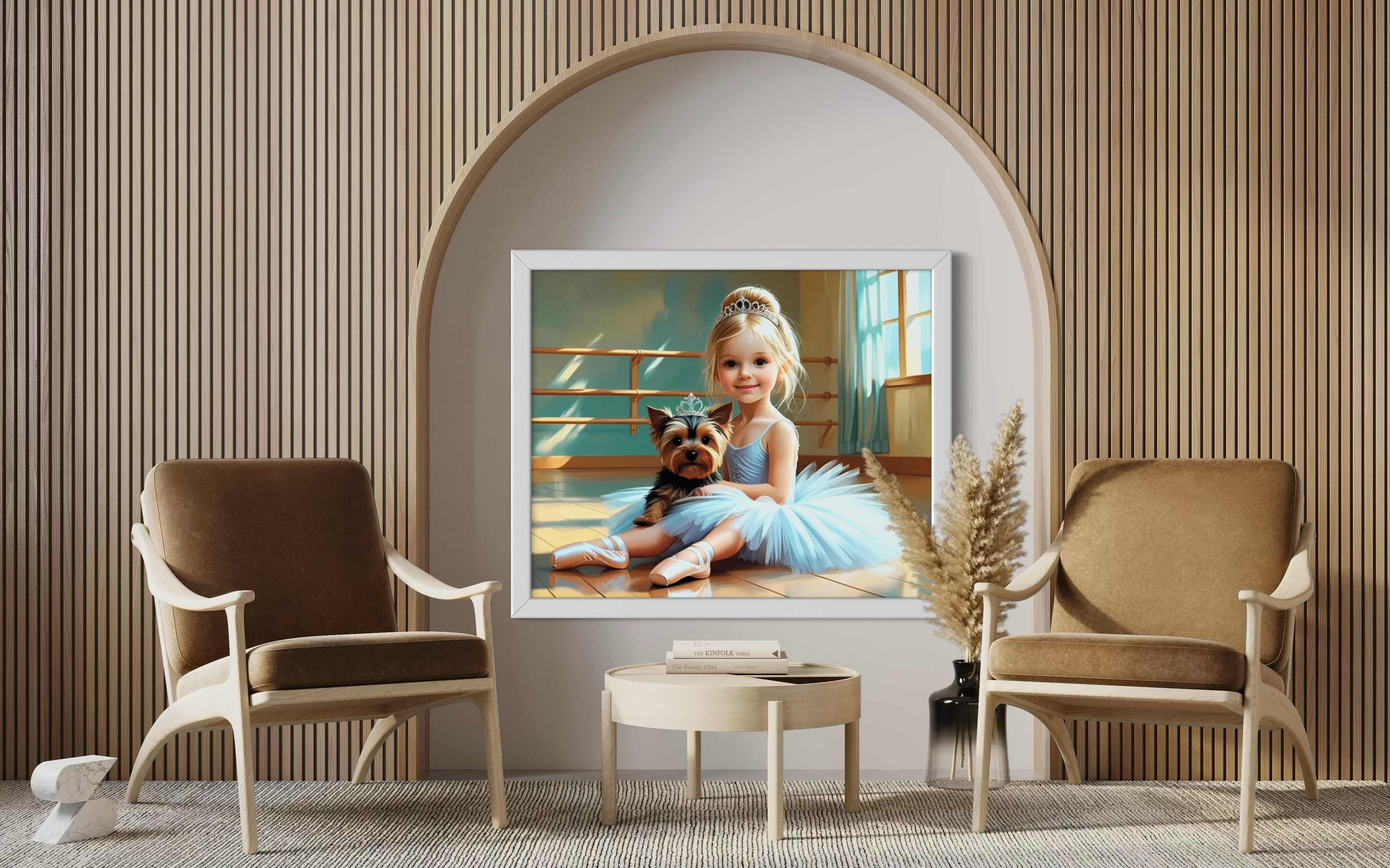 Baby Ballerina and Yorkie Pup Museum Print